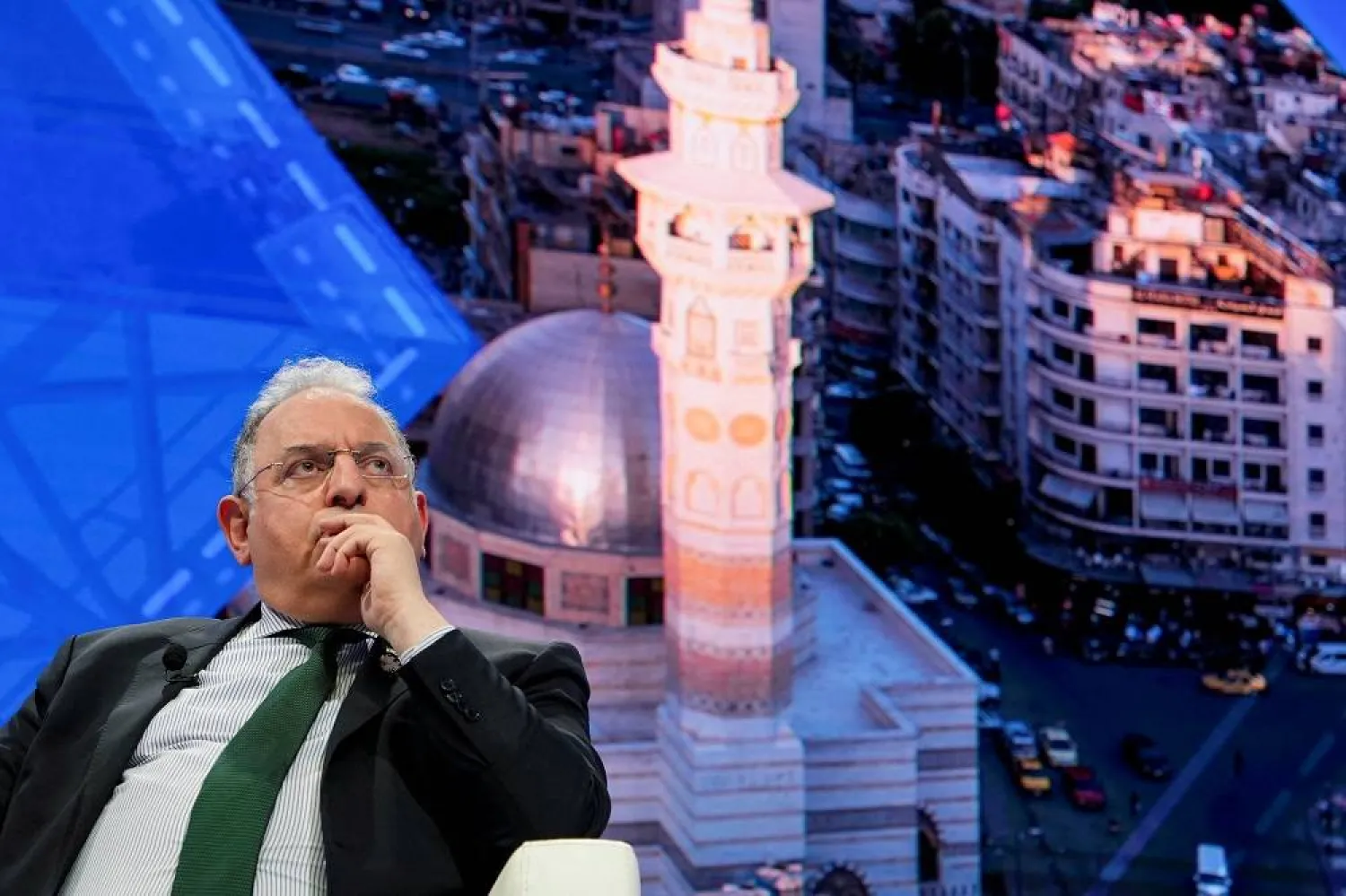 Syria's Minister of Finance Mohammed Yisr Barnieh participates in the session "Rebuilding Syria: A Journey Towards Stability and Prosperity", during the IMF/World Bank annual meetings in Washington, DC, US, October 15, 2025. (Reuters)
