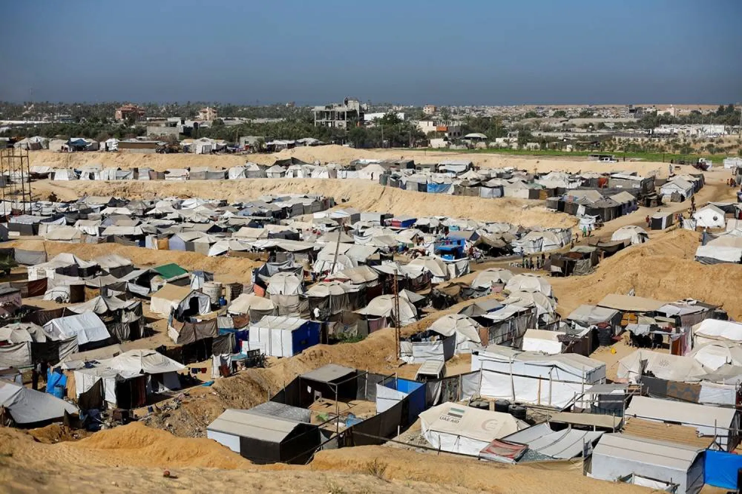 Tents where displaced Palestinians take shelter stand, amid a ceasefire between Israel and Hamas in Gaza, in Deir al-Balah, in the central Gaza Strip, October 22, 2025. (Reuters)