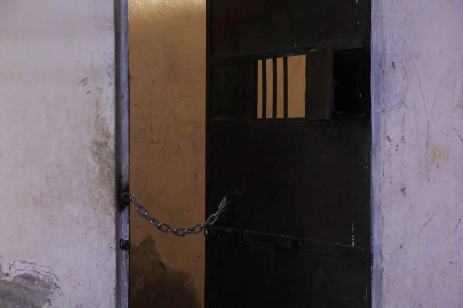  The door to the cell at the Palestine Branch security complex in Damascus, Syria, December 15, 2024. (Reuters)