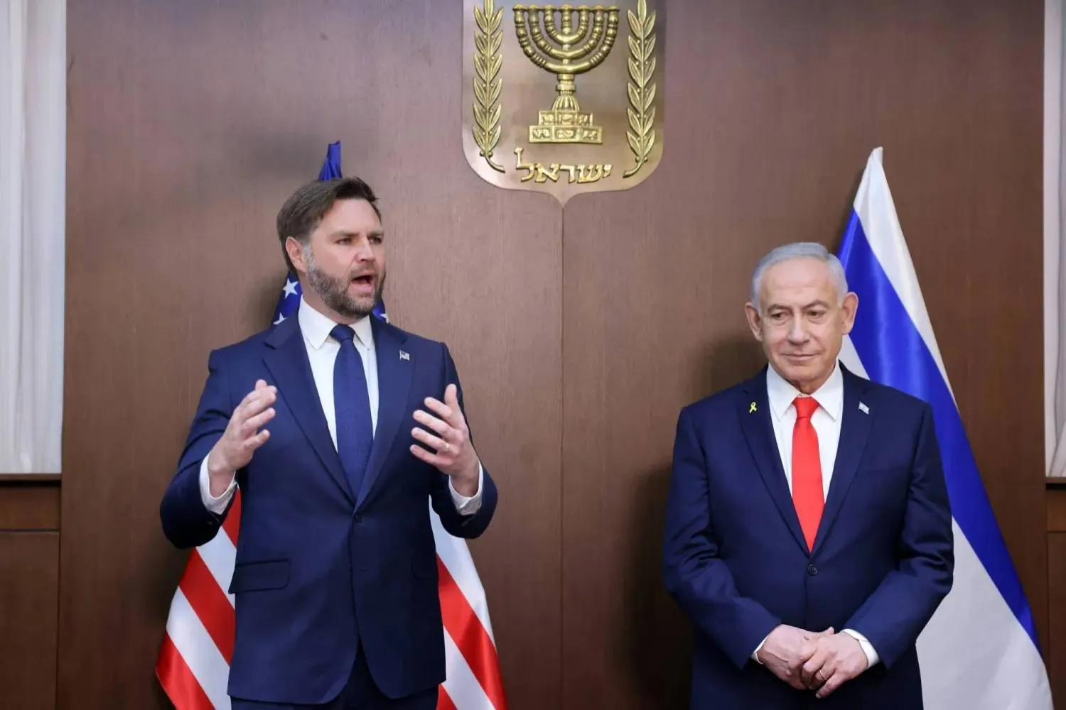 US Vice President JD Vance meets Israeli Prime Minister Benjamin Netanyahu at the latter’s office in Jerusalem on Wednesday (AP)