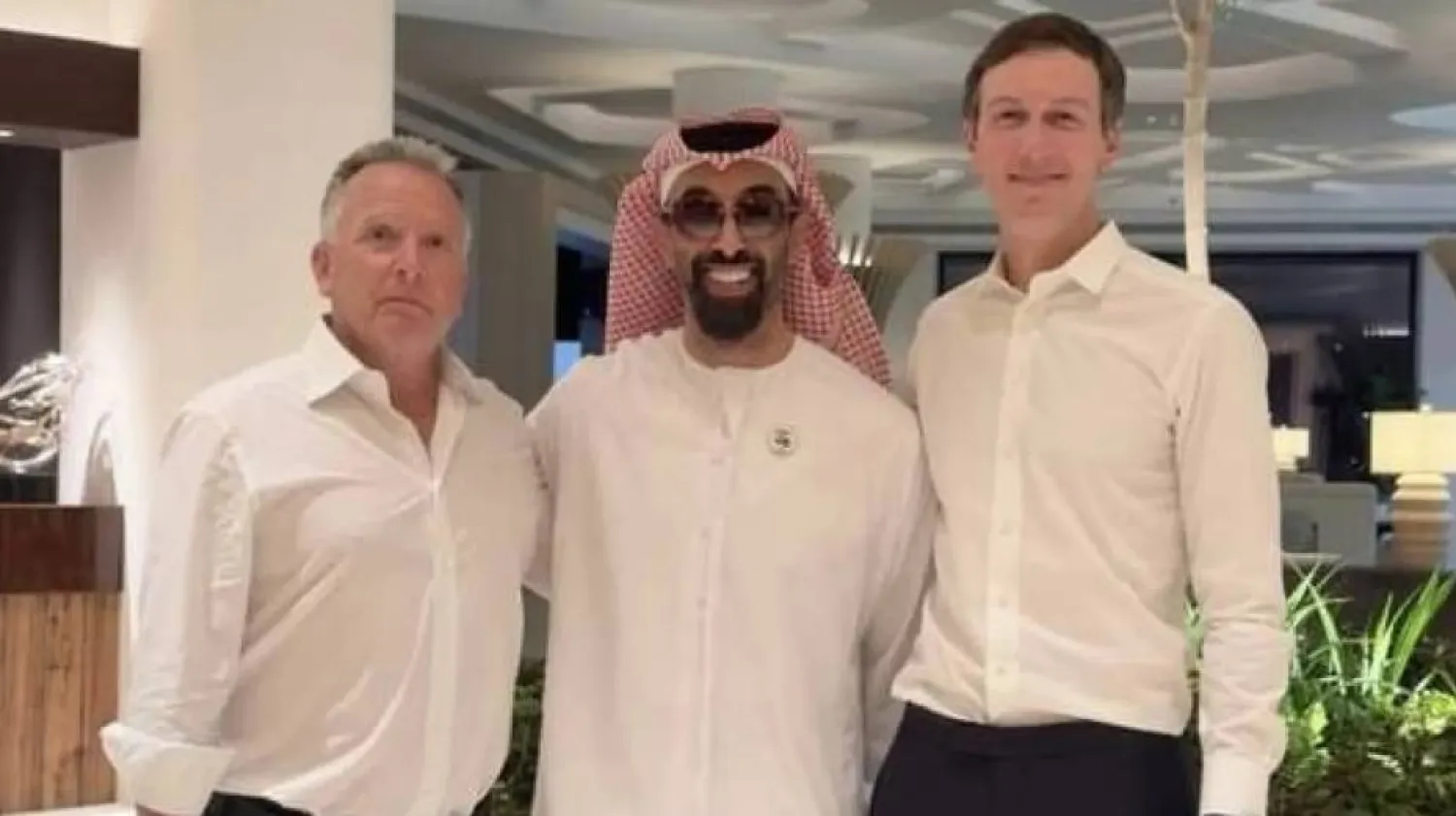 Sheikh Tahnoon bin Zayed Al Nahyan with Steve Witkoff and Jared Kushner, during their visit to the United Arab Emirates on Wednesday (WAM)