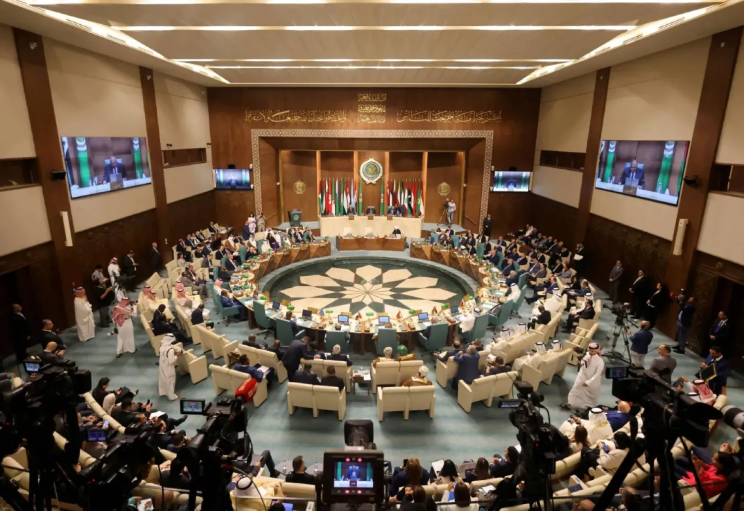 A general view shows the opening session of the meeting of Arab foreign ministers at the Arab League Headquarters (Reuters)