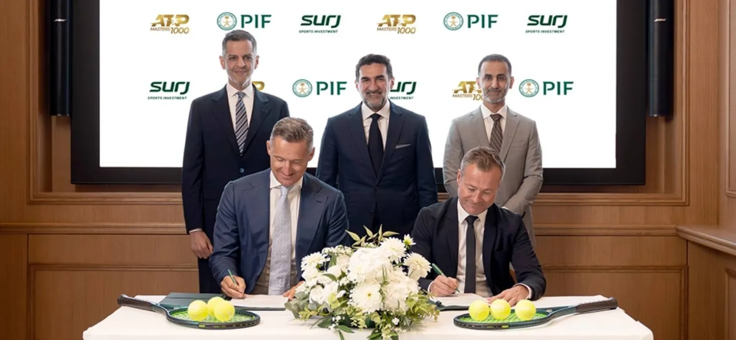 PIF Governor Yasir Al-Rumayyan durign the signing of the agreement on the creation of a new Masters 1000 event which will take place annually in Saudi Arabia from as early as 2028. PIF

