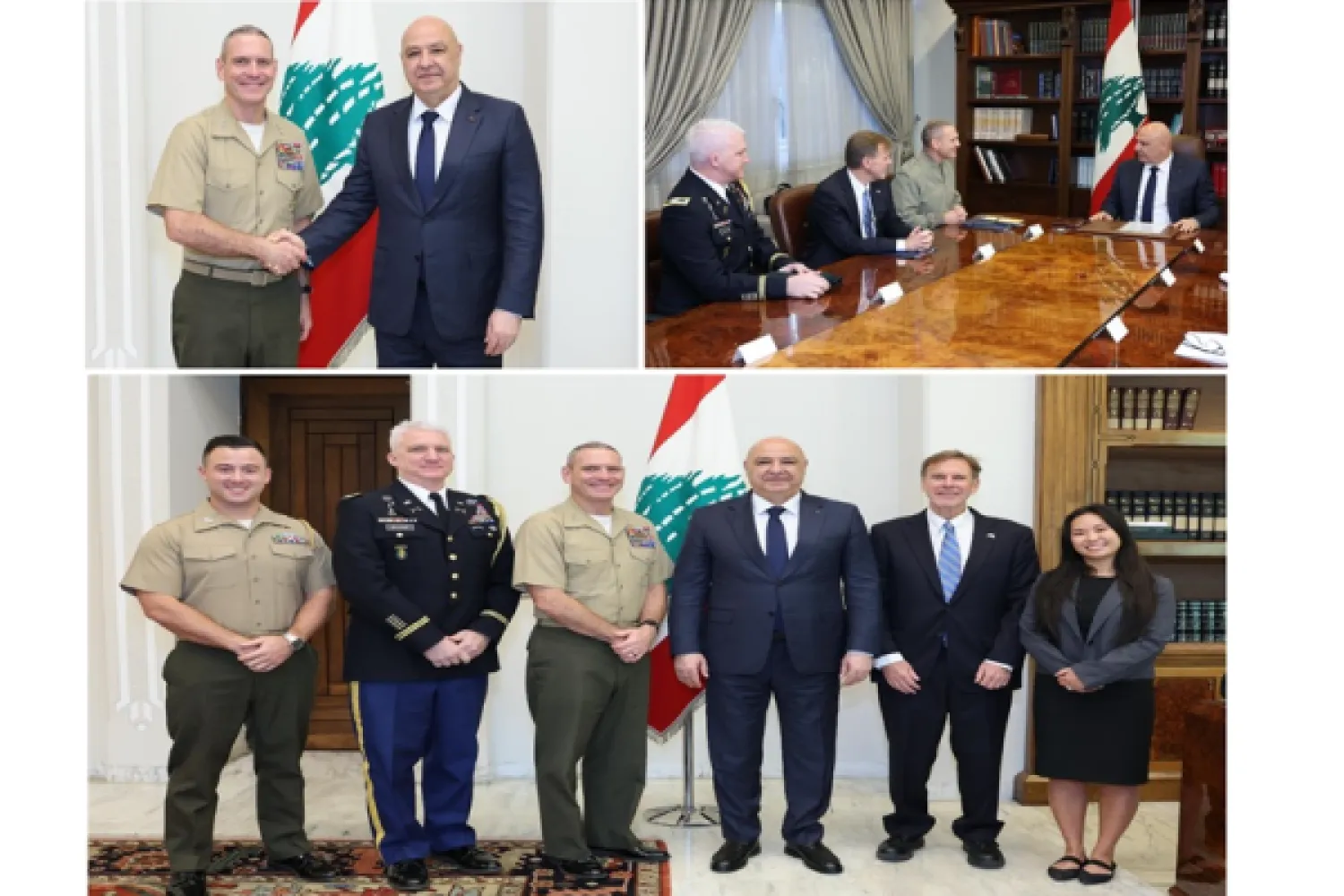 صور مرّكبة للقاء الرئيس اللبناني مع الجنرال الأميركي (الوكالة الوطنية للأنباء)