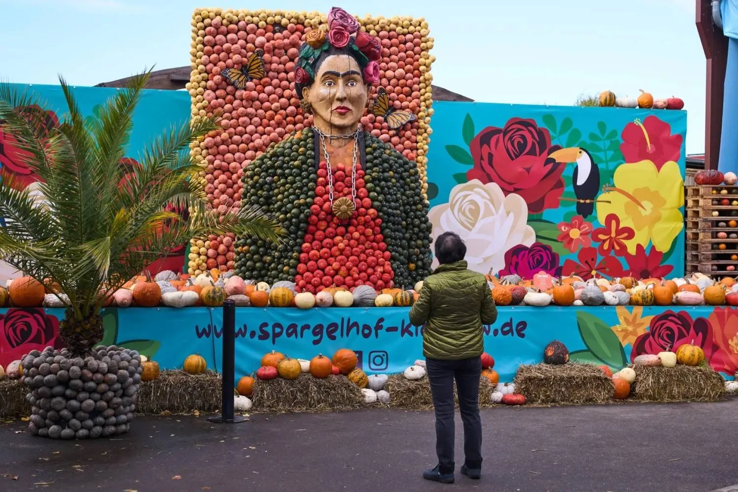 A pumpkin sculpture is displayed at Klaistow farm’s annual pumpkin festival, which this year celebrates “powerful women,” in Beelitz near Berlin, Germany, Tuesday, Oct. 21, 2025. (AP) 