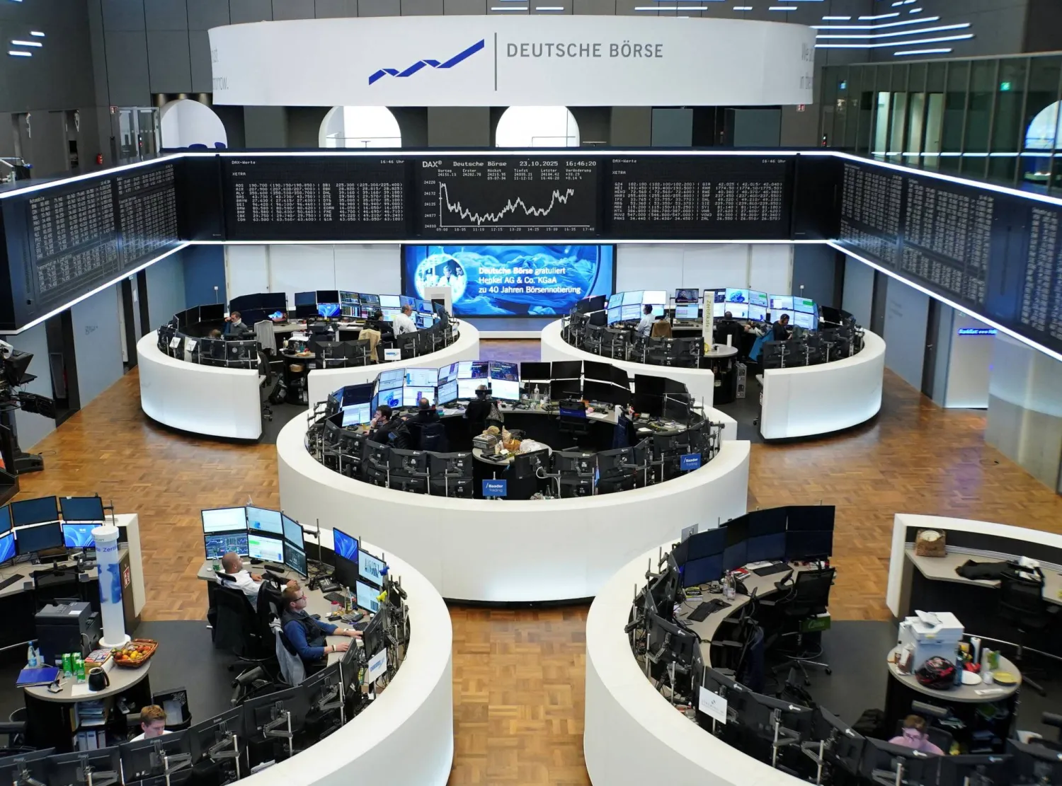 مؤشر أسعار الأسهم الألماني «داكس» في بورصة فرانكفورت (رويترز)