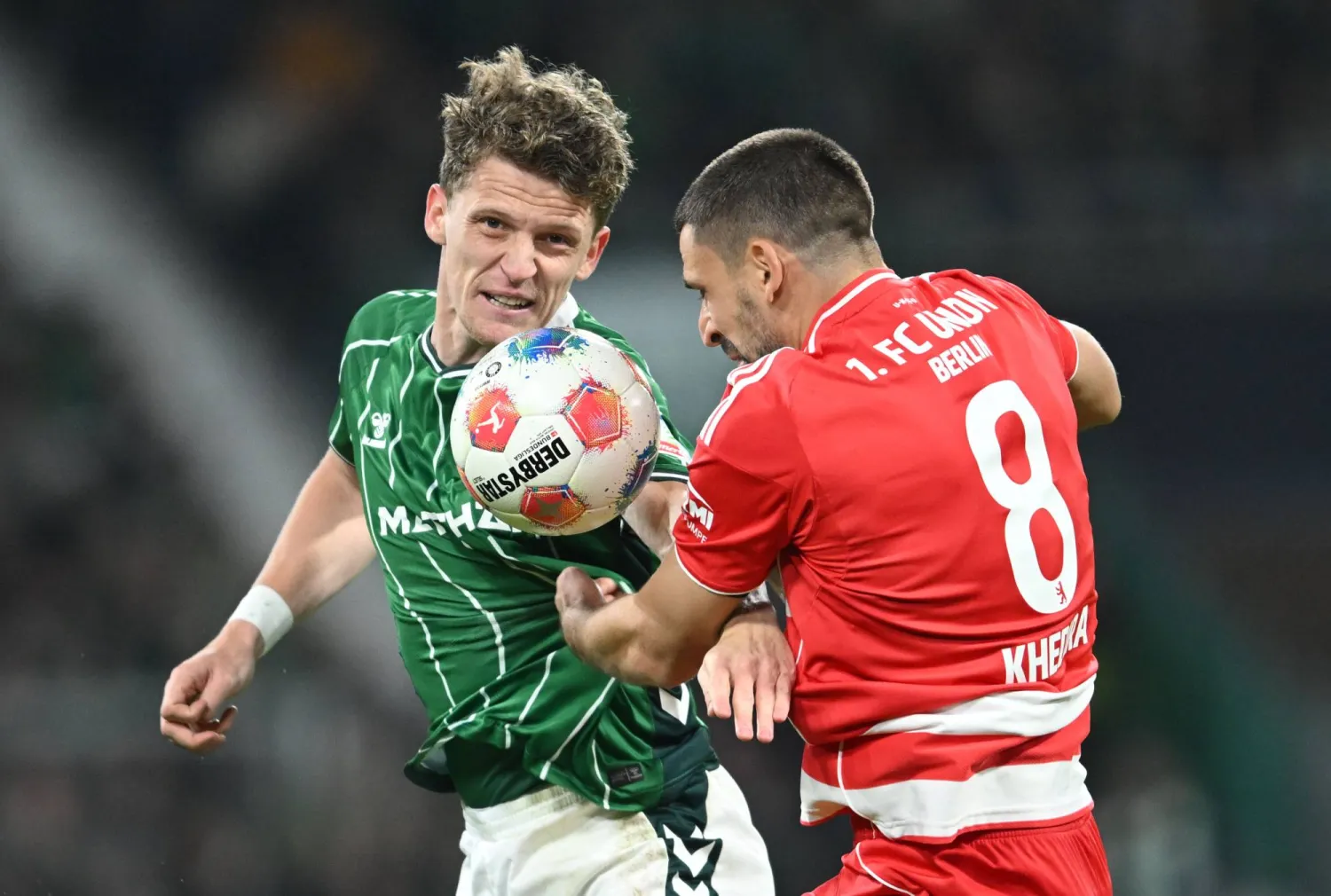 من المواجهة التي جمعت بريمن ويونيون برلين (أ.ب)