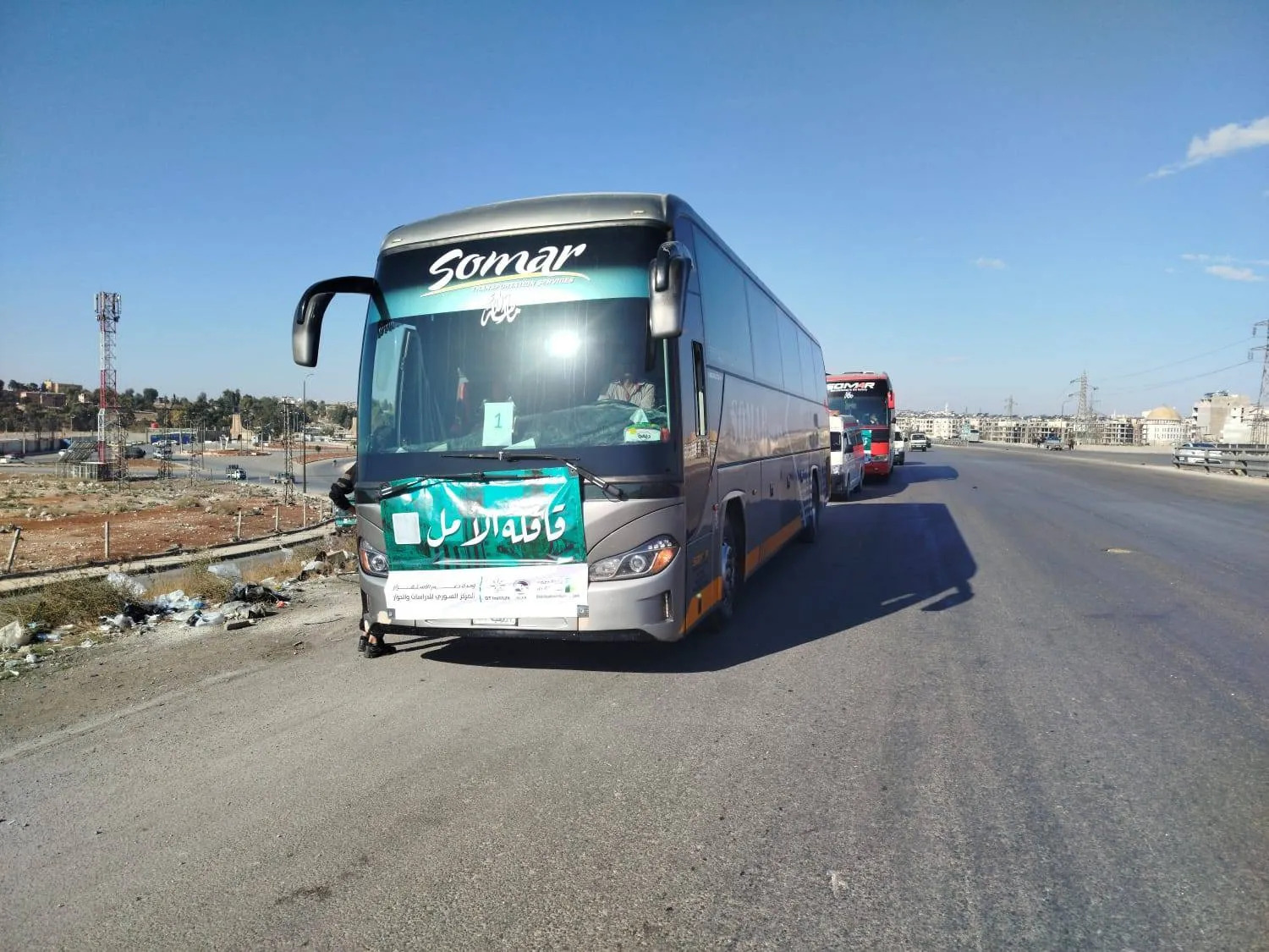 «قافلة الأمل 3» في طريقها من محافظة حلب إلى الحسكة (وحدة دعم الاستقرار)