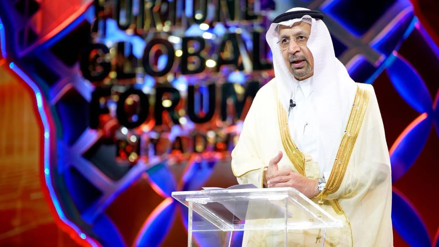 وزير الاستثمار السعودي المهندس خالد الفالح تحدّث في افتتاح منتدى «فورتشن» (تصوير: تركي العقيلي)