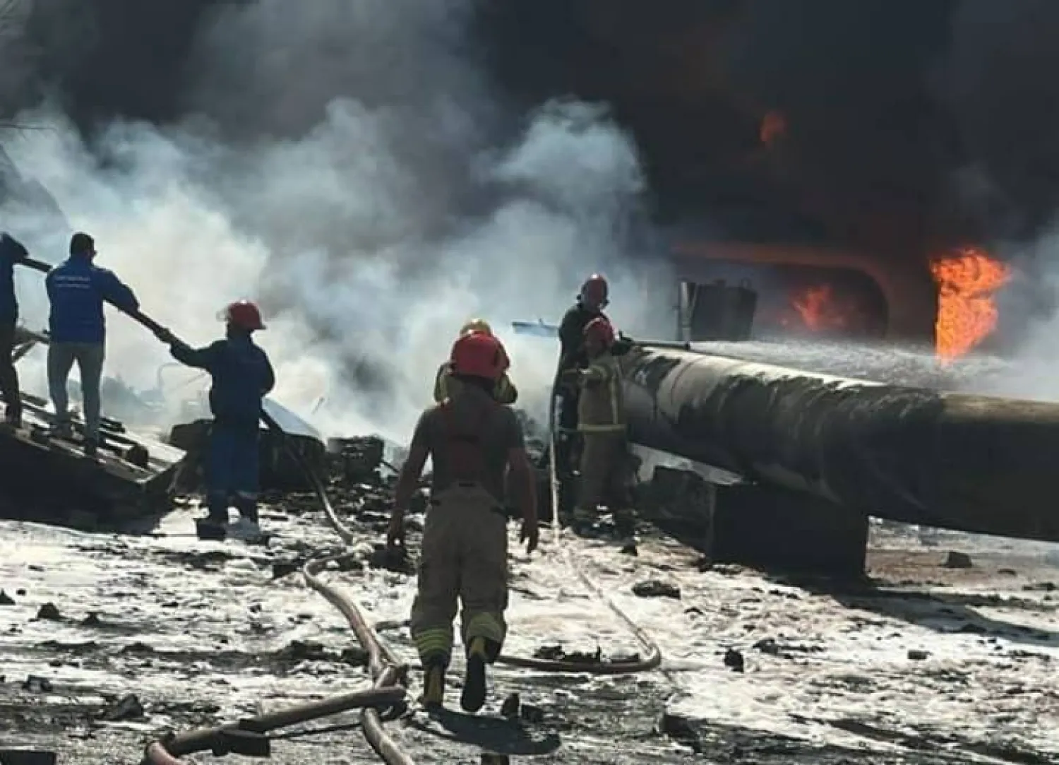 من موقع اندلاع الحريق (وكالة الأنباء العراقية)