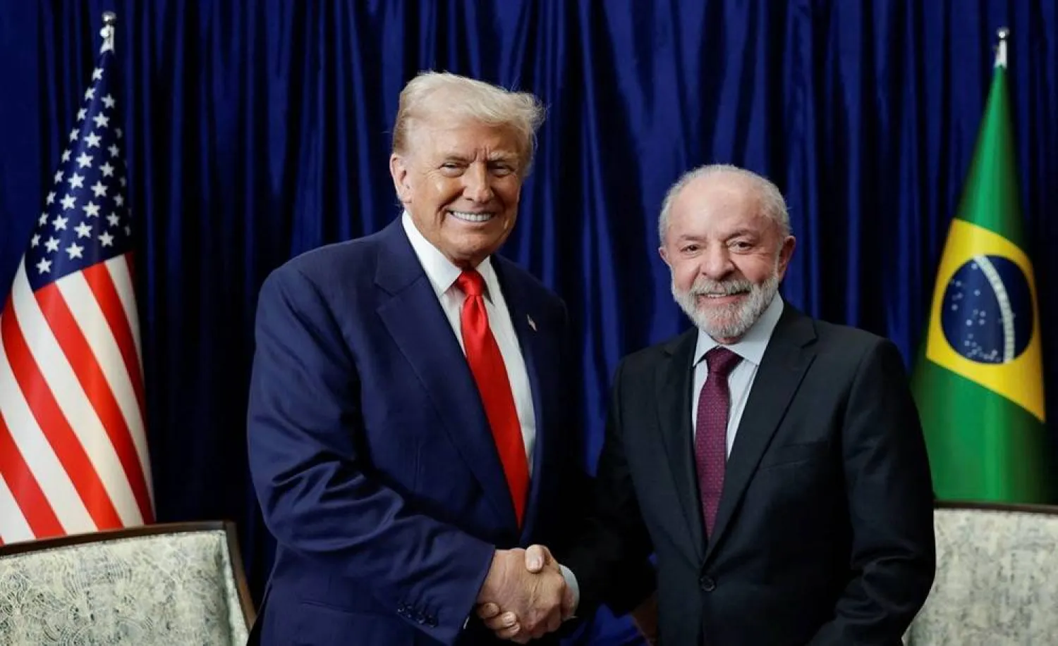 US President Donald Trump and Brazilian President Luiz Inacio Lula da Silva shake hands as they meet on the sidelines of the 47th Association of Southeast Asian Nations (ASEAN) summit in Kuala Lumpur, Malaysia, October 26, 2025. (Ricardo Stuckert/Brazil Presidency/Handout via Reuters)