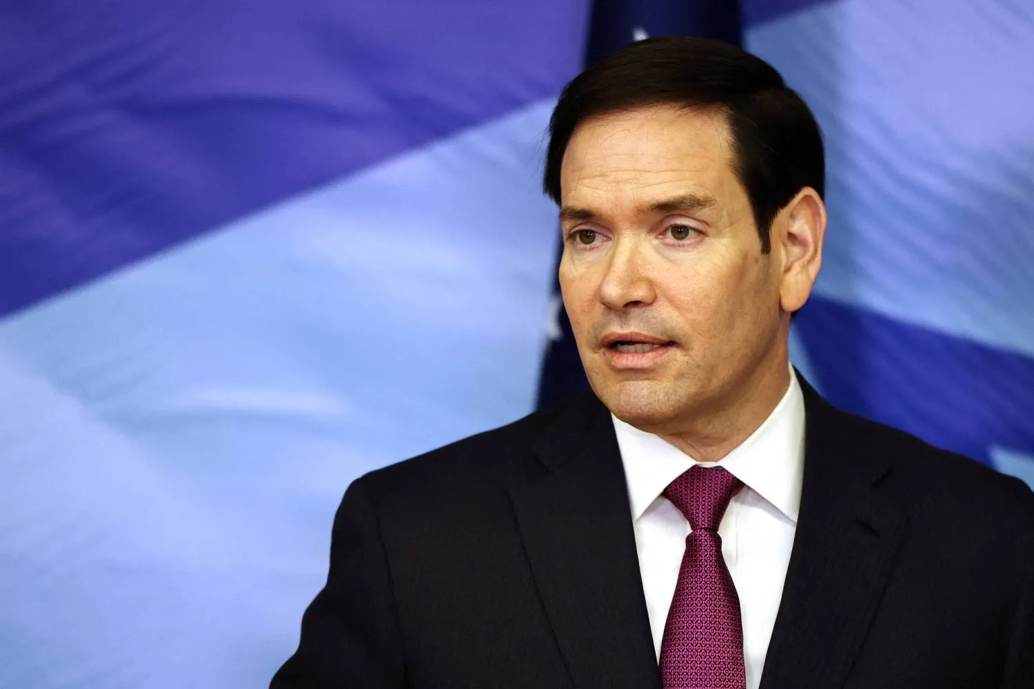 US Secretary of State Marco Rubio speaks to the press following his meeting with Israel's Prime Minister Benjamin Netanyahu (not pictured) at the Prime Minister's office in Jerusalem, October 23, 2025. (Reuters)