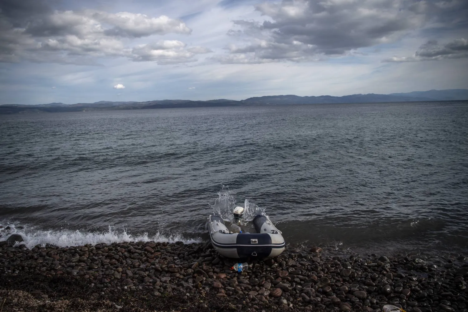 FILED - 28 February 2020, Greece, Lesbos: A lifeboat is seen on the Aegean Sea beach of the Greek island of Lesbos. Photo: Angelos Tzortzinis/dpa