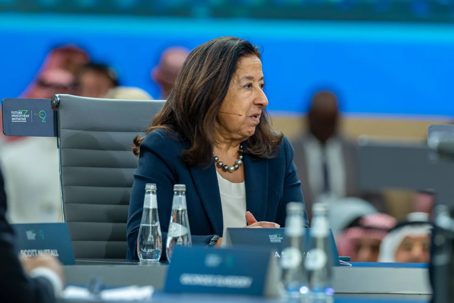 رئيسة مجلس إدارة البنك السعودي الأول تتحدث في إحدى جلسات المؤتمر (الشرق الأوسط)