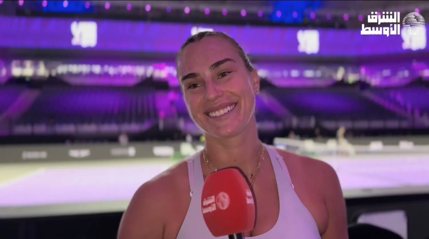 أرينا سابالينكا خلال تدريباتها في جامعة الملك سعود (الشرق الأوسط)