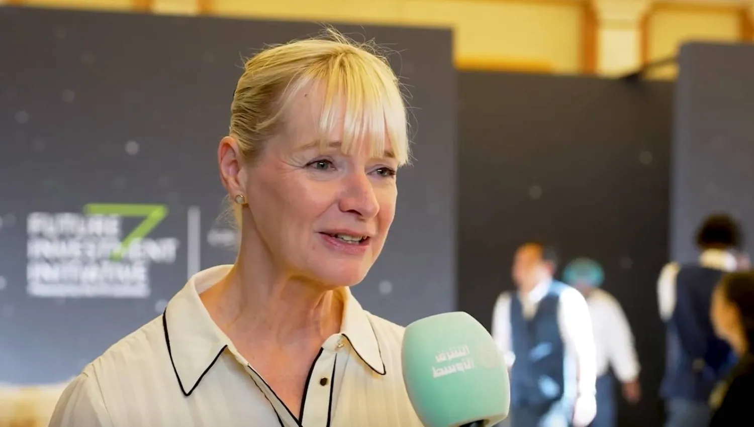 Secretary General of the World Energy Council Dr. Angela Wilkinson speaks to Asharq Al-Awsat in Riyadh. (Asharq Al-Awsat)