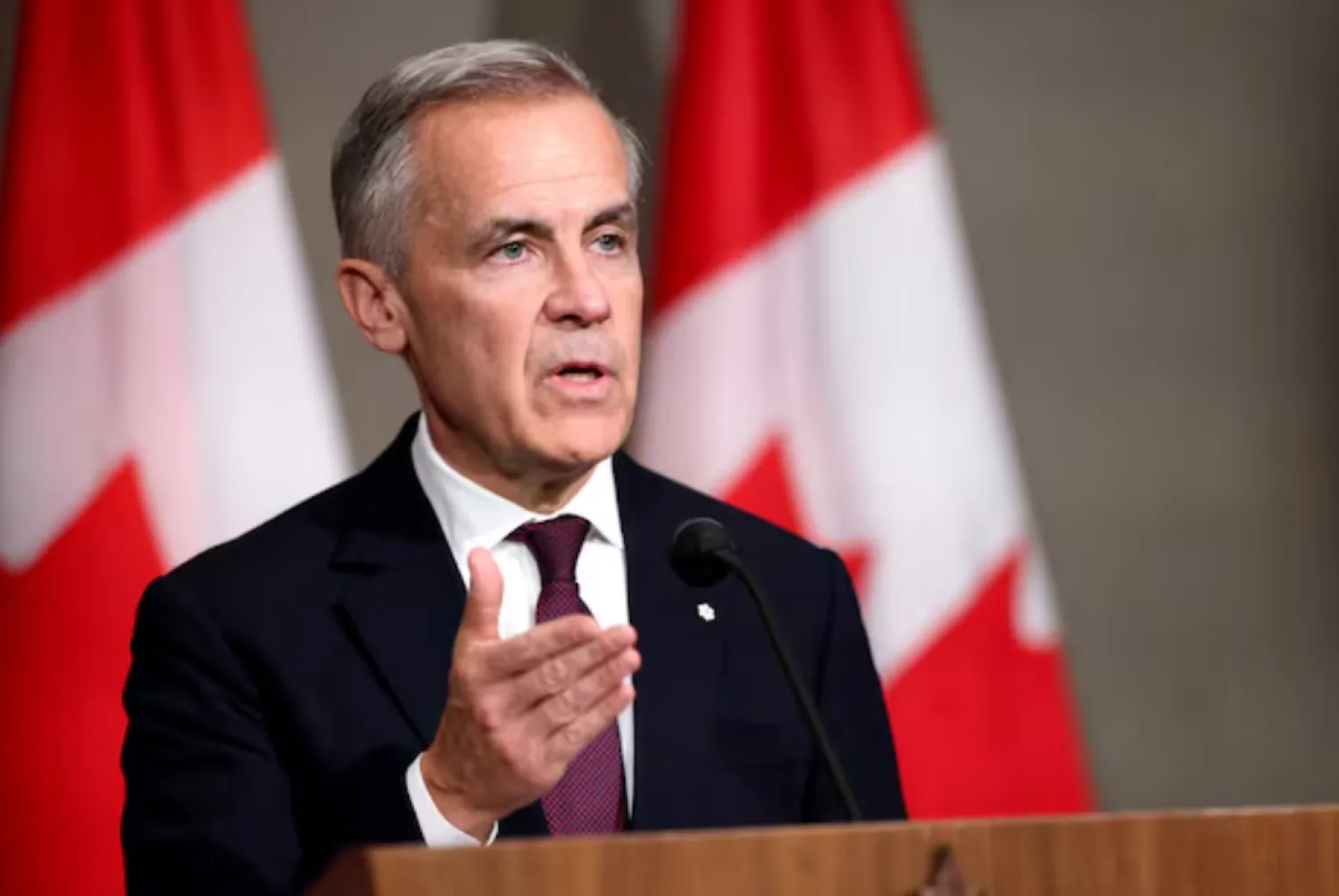 Canada's Prime Minister Mark Carney speaks during a press conference, on the sidelines of the 47th ASEAN Summit in Kuala Lumpur, Malaysia, October 27, 2025. REUTERS/Edgar Su 