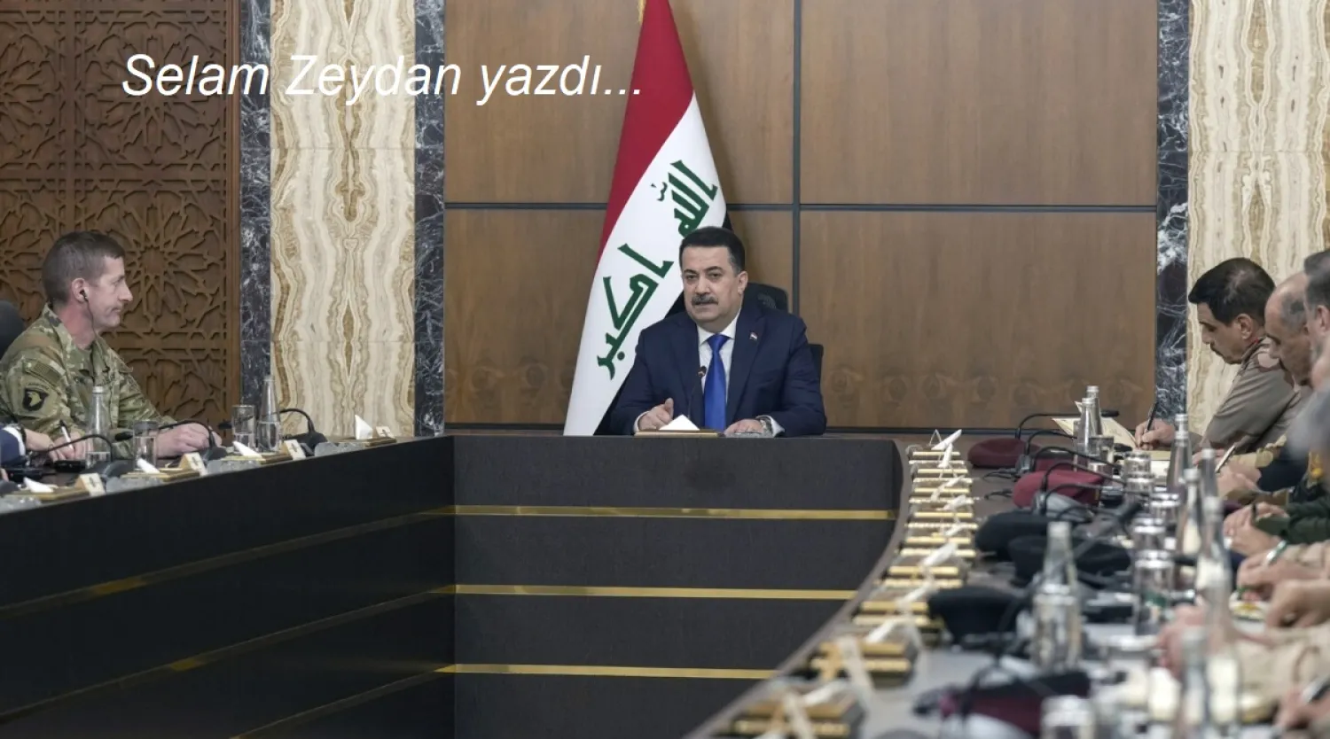  Irak Başbakanı Muhammed Şiya es-Sudani, Bağdat'ta Irak Silahlı Kuvvetleri ve ABD öncülüğündeki Koalisyon'dan üst düzey yetkililerle bir toplantıya başkanlık ediyor