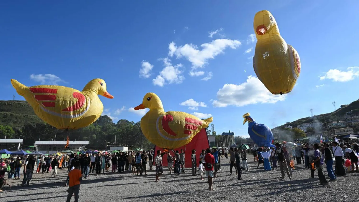 Bird-shaped hot air balloons released during the Tazaungdaing Lighting Festival in Taunggyi in Myanmar's northeastern Shan State. Sai Aung MAIN / AFP