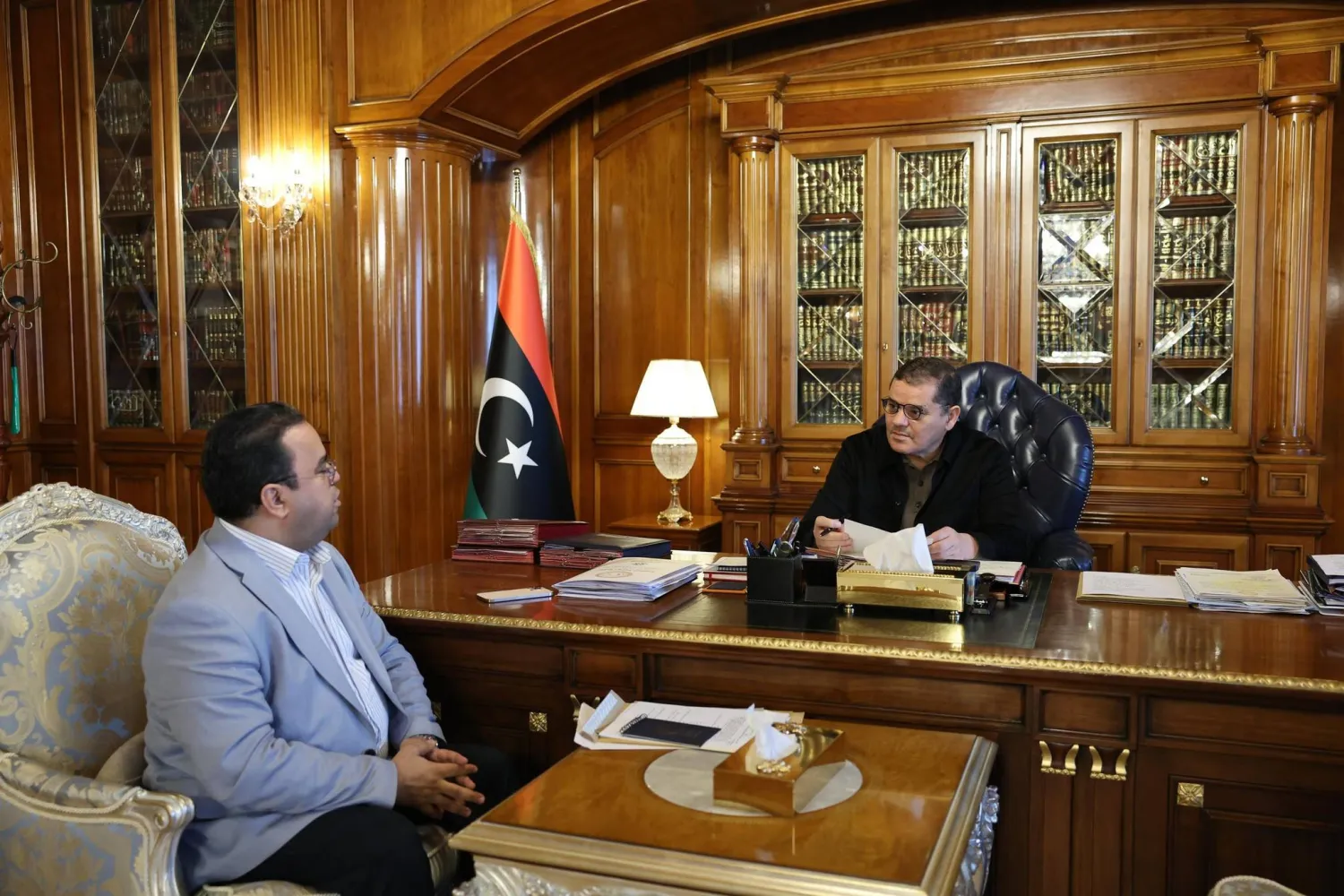 الدبيبة مستقبلاً العابد في مارس الماضي (حكومة الوحدة الليبية)