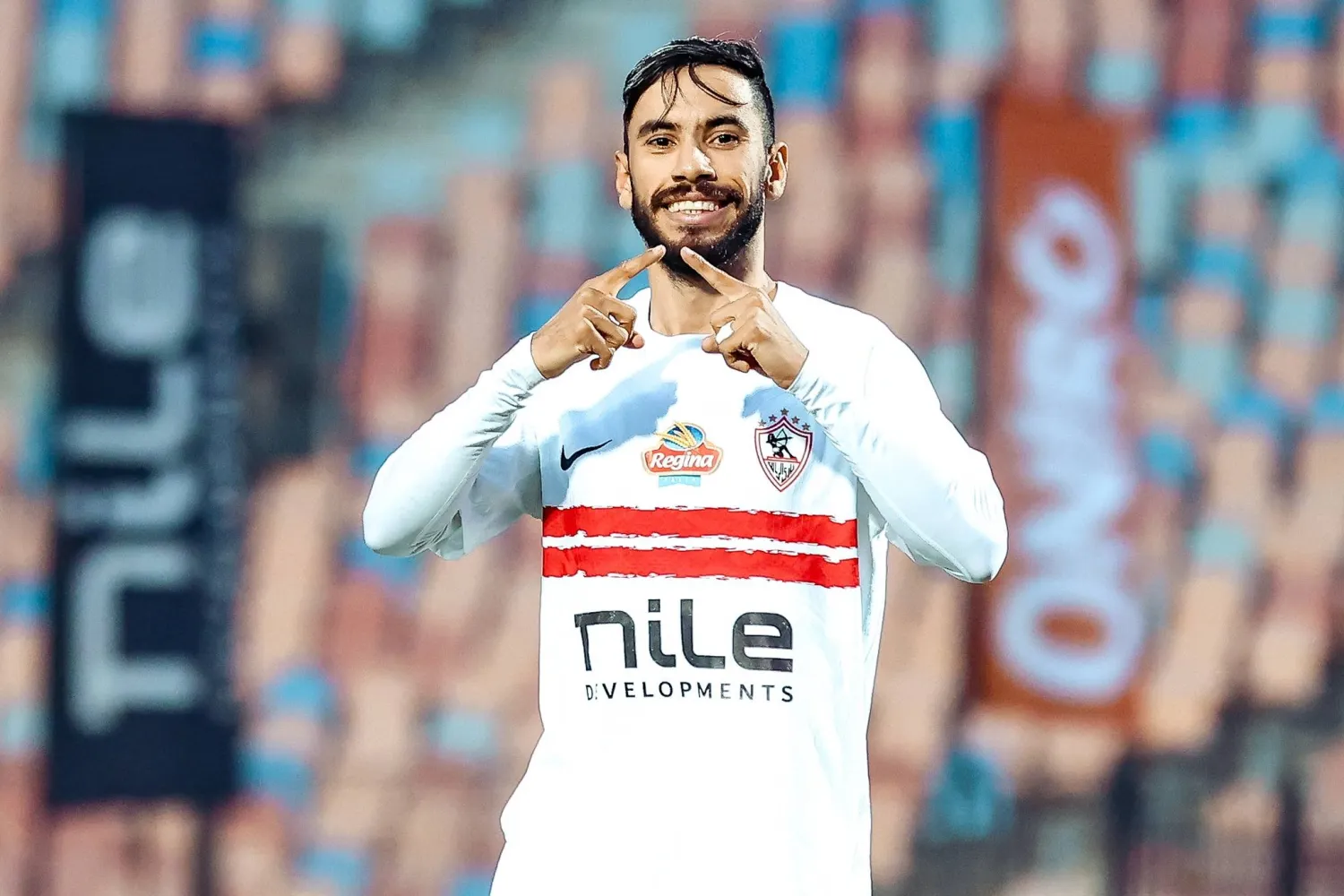 ناصر ماهر يحتفل بهدفيه للزمالك في مرمى طلائع الجيش (نادي الزمالك)