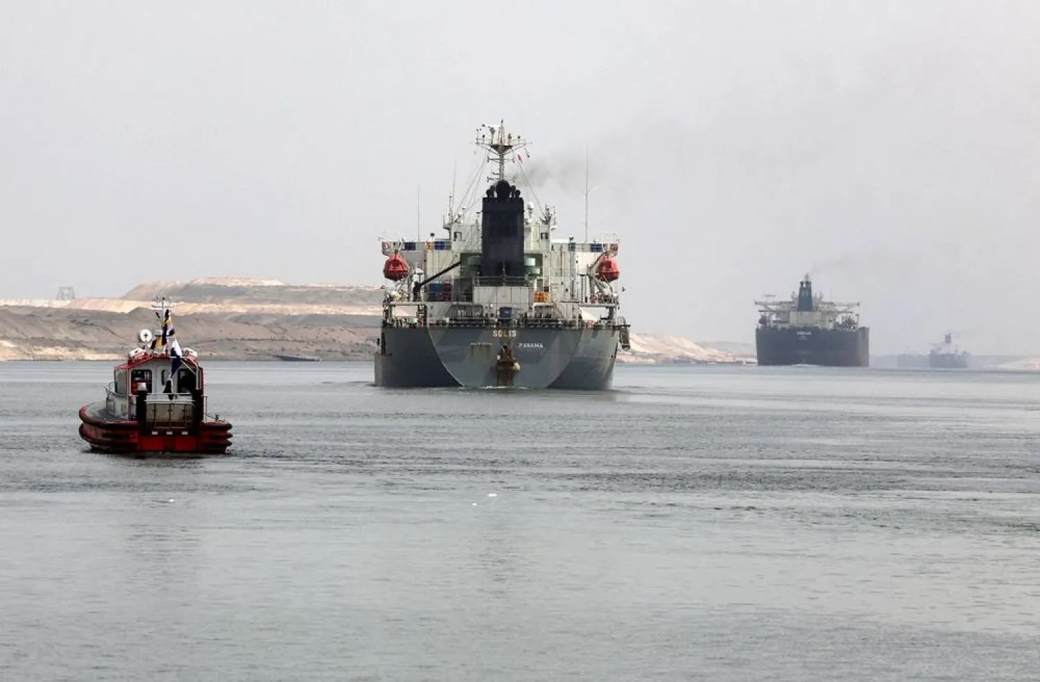 Ships move through the Suez Canal, in Ismalia, Egypt, July 31, 2025. (Reuters)