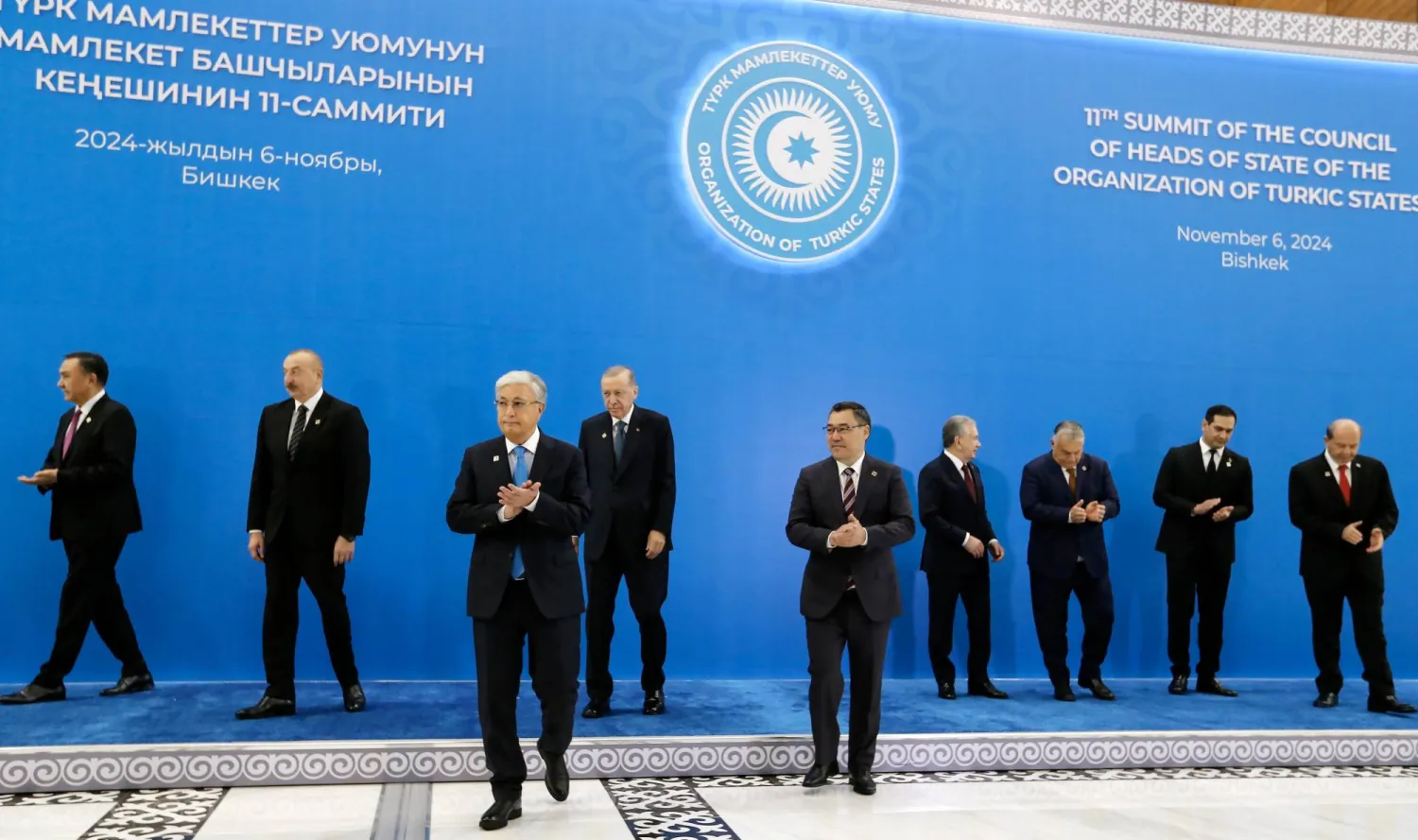 رئيس الوزراء المجري فيكتور أوربان خلال القمة الحادية عشرة لرؤساء دول منظمة الدول التركية في بيشكيك بقرغيزستان (إ.ب.أ)