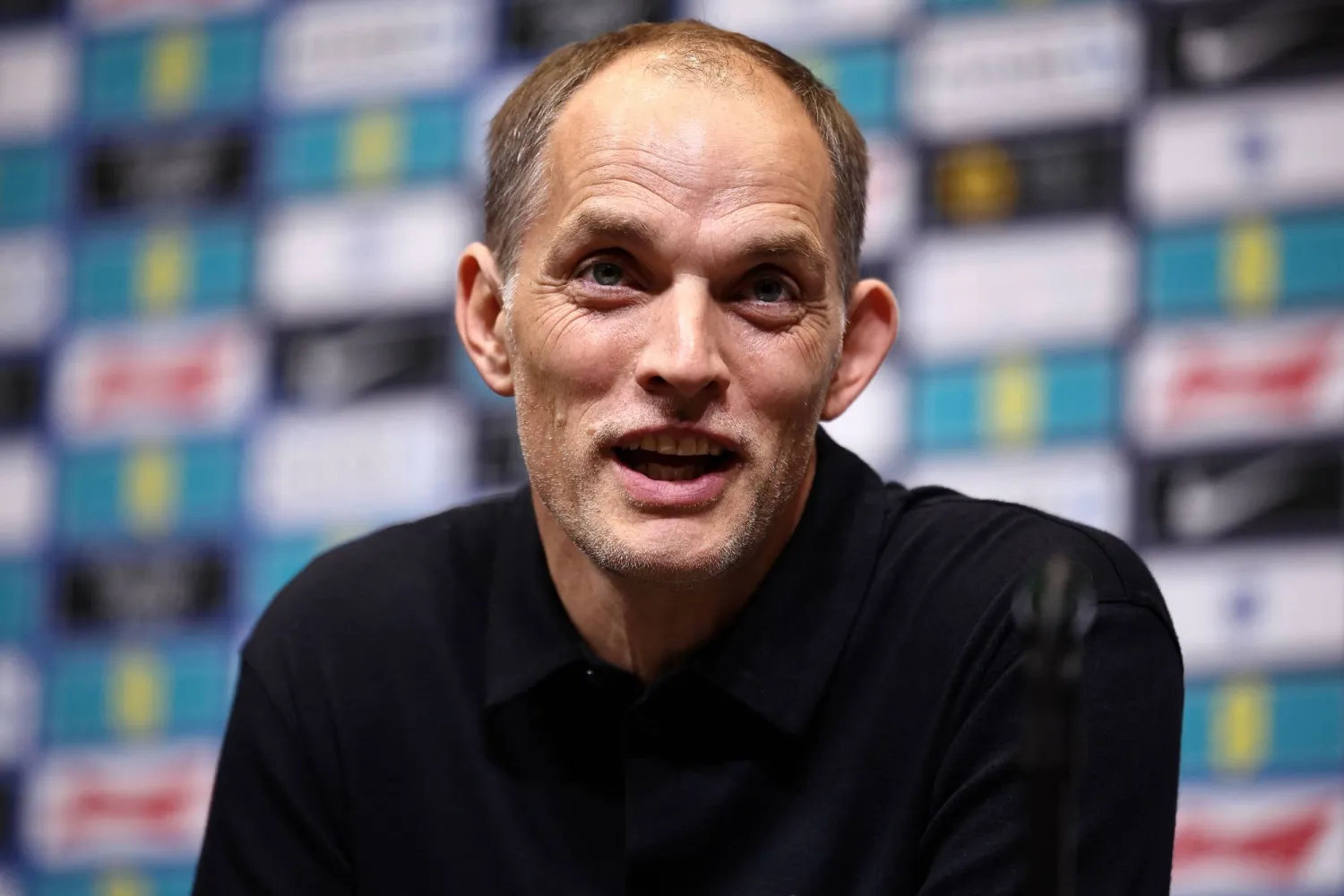 England's German head coach Thomas Tuchel reacts during a press conference at Wembley stadium in London, on November 7, 2025, ahead of England's World Cup qualifying football  match against Serbia. (Photo by HENRY NICHOLLS / AFP) 