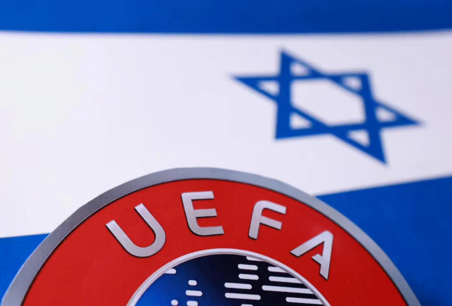 Israeli flag and UEFA logo are seen in this illustration taken September 30, 2025. REUTERS/Dado Ruvic/Illustration