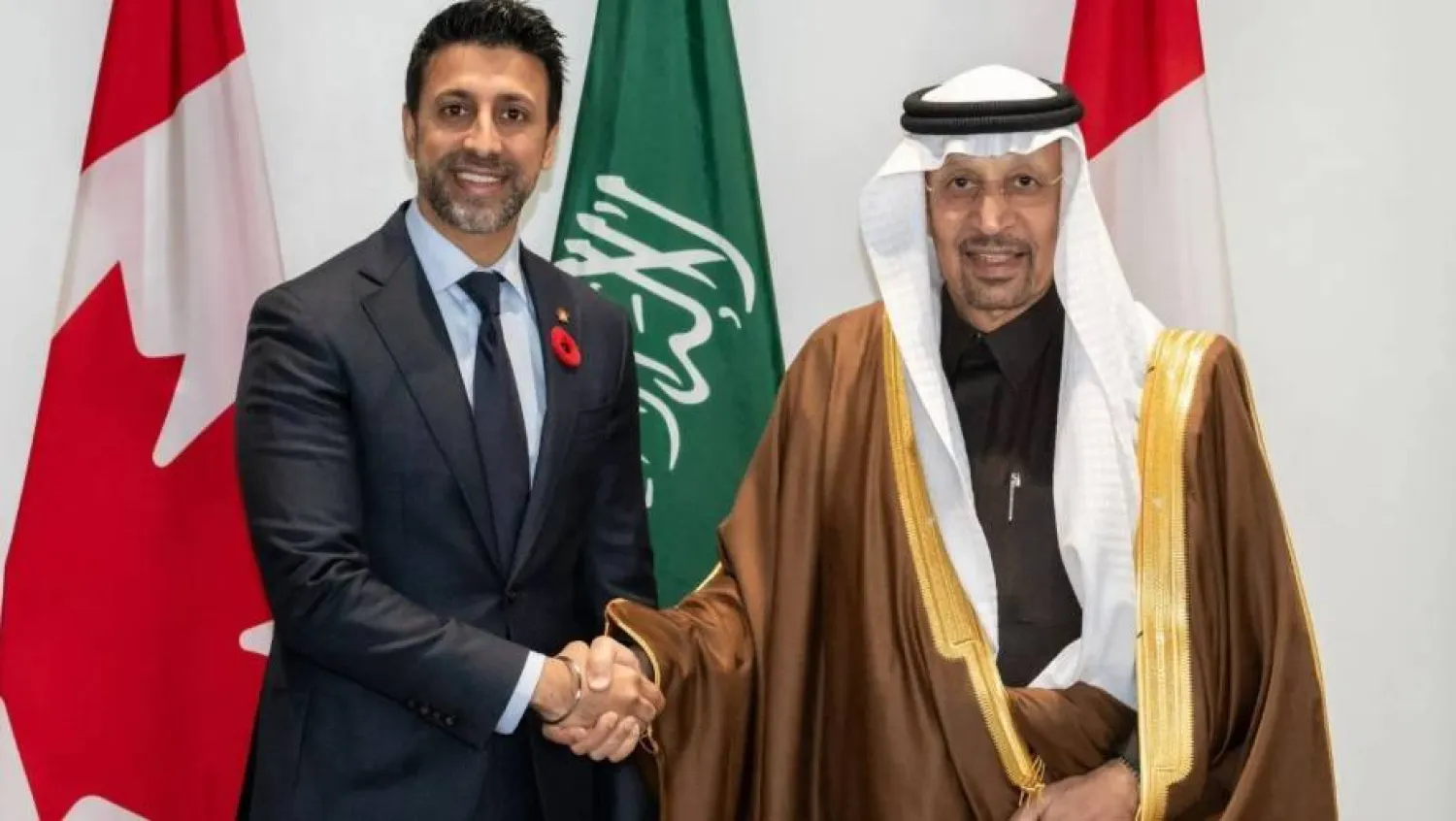 The Saudi Minister of Investment meets with the Canadian Minister of Trade. Asharq A-Awsat