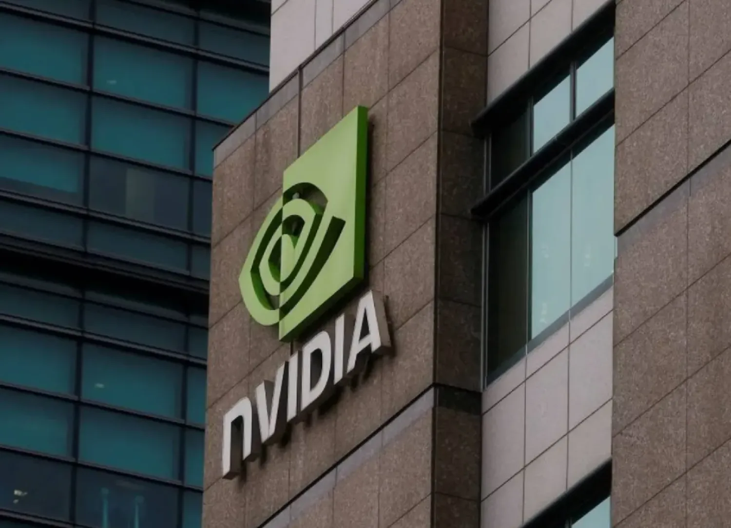 A view of a Nvidia logo at their headquarters in Taipei, Taiwan May 31, 2023. (Reuters)

