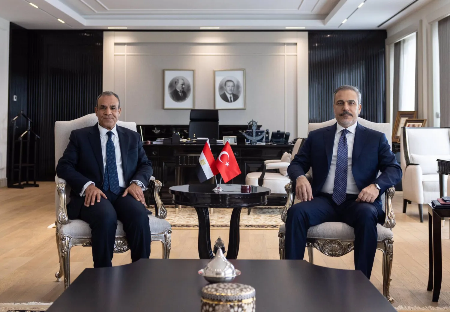 لقاء وزيري الخارجية التركي هاكان فيدان والمصري بدر عبد العاطي في أنقرة في 4 فبراير الماضي (الخارجية التركية)