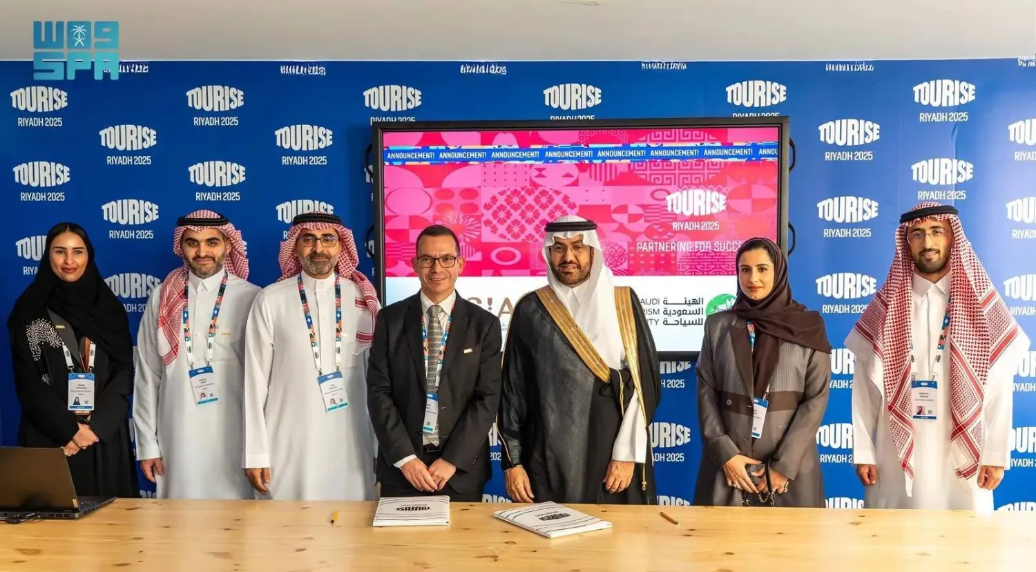 Officials are seen at the signing ceremony on Tuesday. (SPA)