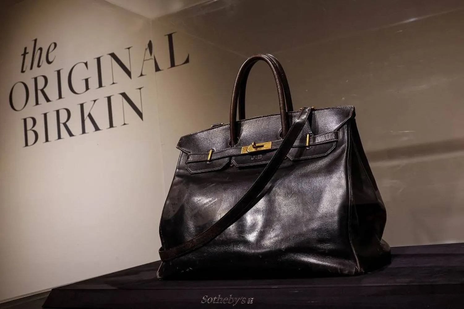 The original Birkin, the first ever made by Hermes for Jane Birkin crafted in 1984 is displayed during the press preview of Sotheby’s Luxury Week Sale at Sotheby’s Auctions in New York City, US, June 6, 2025. (Reuters) 