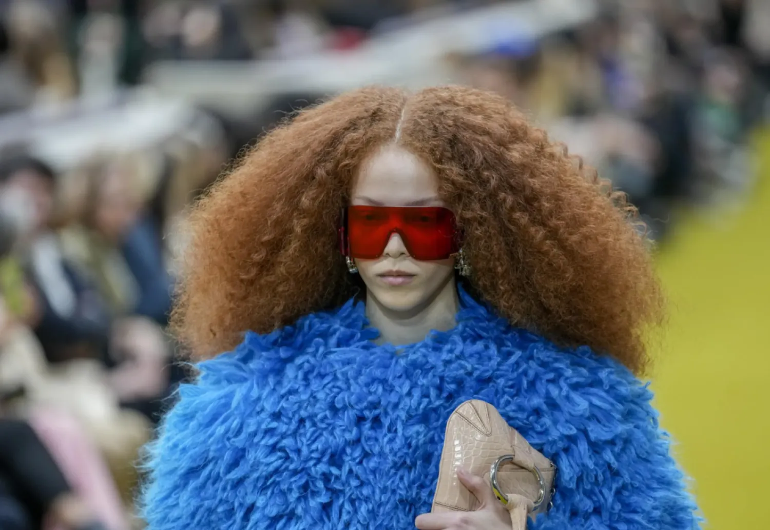 A model wears a creation as part of the Gucci women's Fall-Winter 2023-24 collection presented in Milan, Italy, Friday, Feb. 24, 2023. (AP Photo/Antonio Calanni)