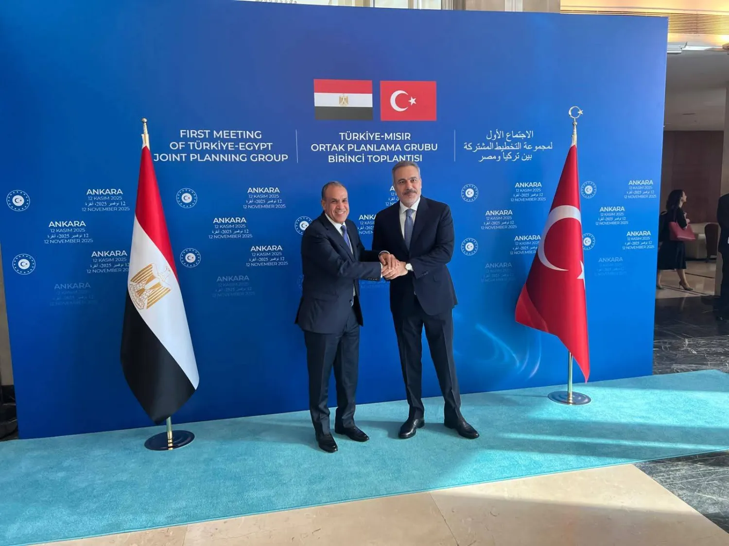  وزير الخارجية التركي خلال استقبال نظيره المصري (الخارجية المصرية)