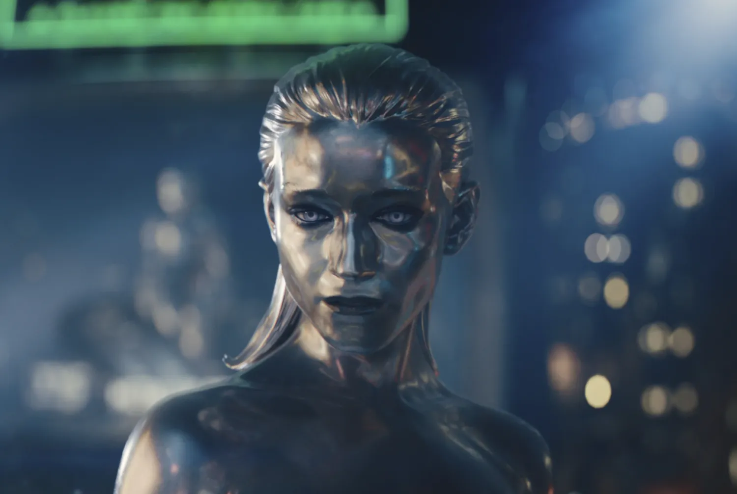 This image released by Disney shows the Silver Surfer, portrayed by Julia Garner, in a scene from "The Fantastic Four: First Steps." (Marvel/Disney via AP)