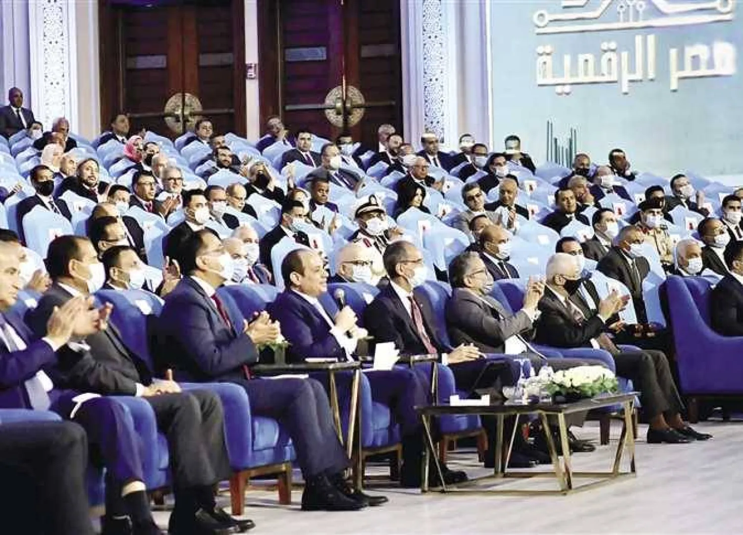 الرئيس المصري عبد الفتاح السيسي خلال افتتاح بعض مشروعات منصة «مصر الرقمية» (الرئاسة المصرية)