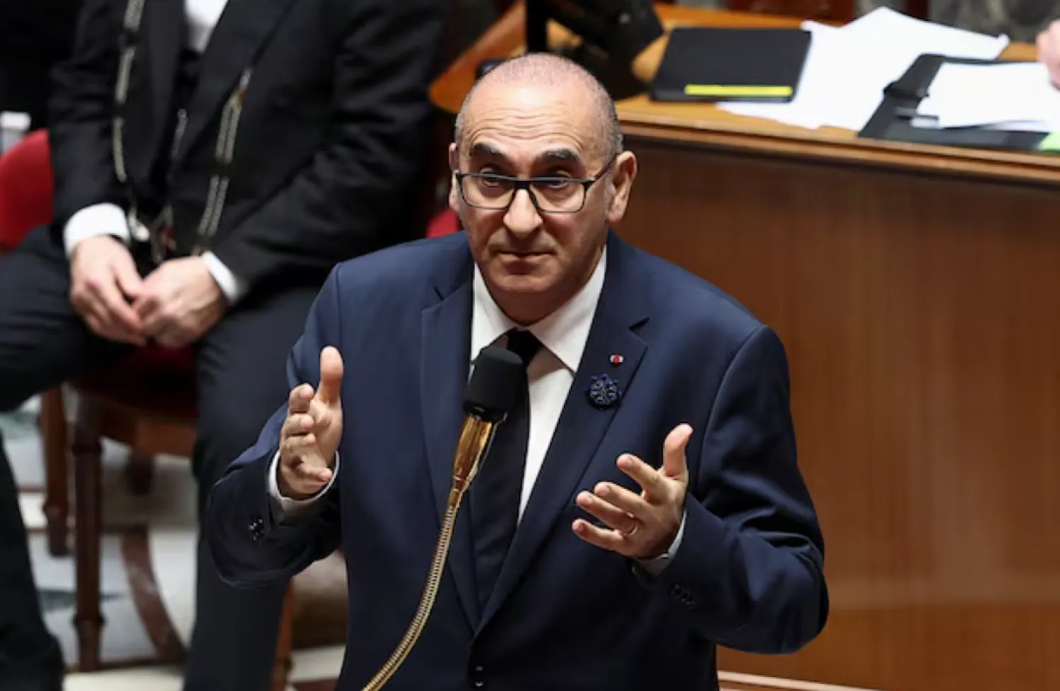 French Interior Minister Laurent Nunez speaks as he attends the questions to the government session at the National Assembly in Paris, France, November 12, 2025. REUTERS/Gonzalo Fuentes