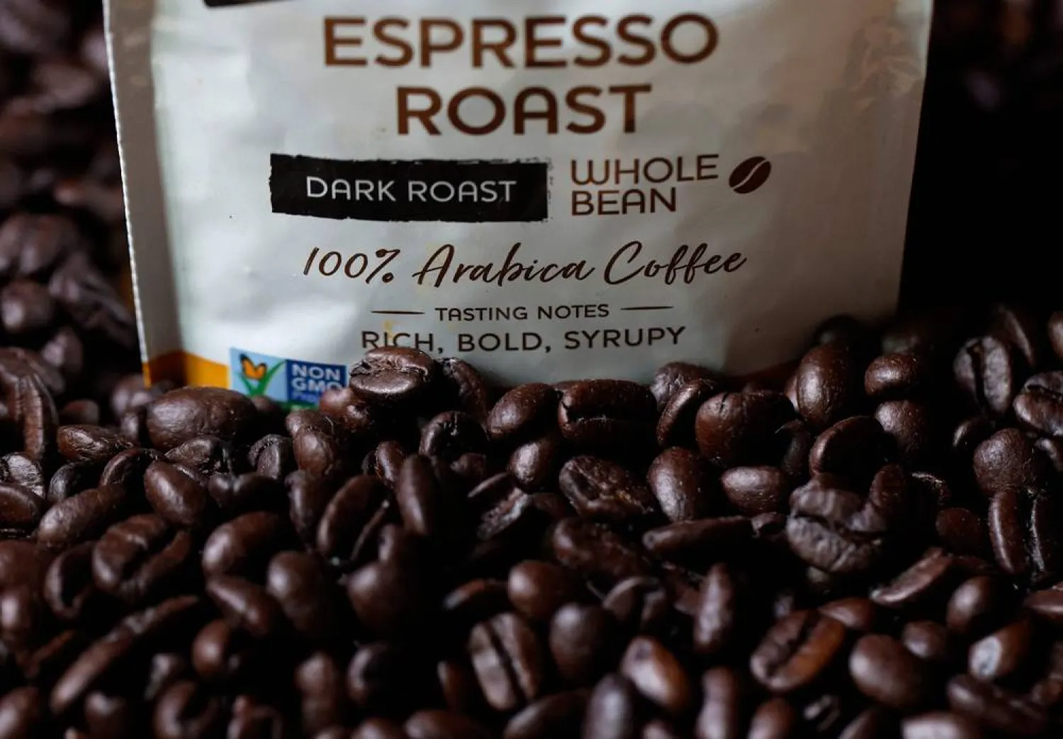 In this photo illustration, coffee beans are displayed on November 13, 2025 in San Anselmo, California. (Getty Images/AFP) 