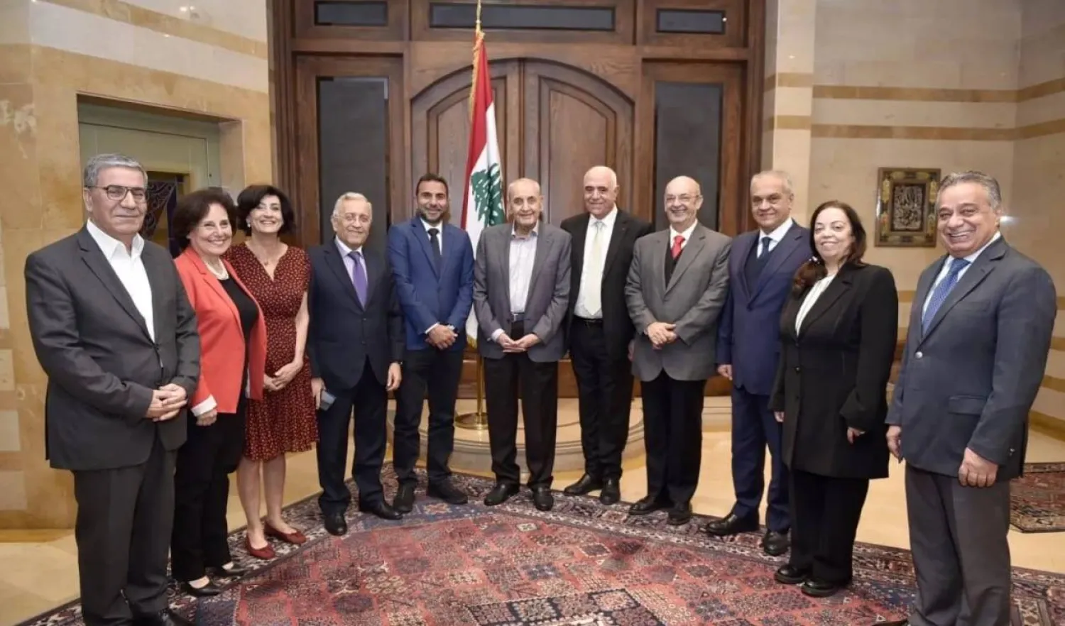 Speaker Nabih Berri meets with the Council of the Order of Press Editors led by Joseph Kossaifi in Ain El-Tineh. (Parliament Office)