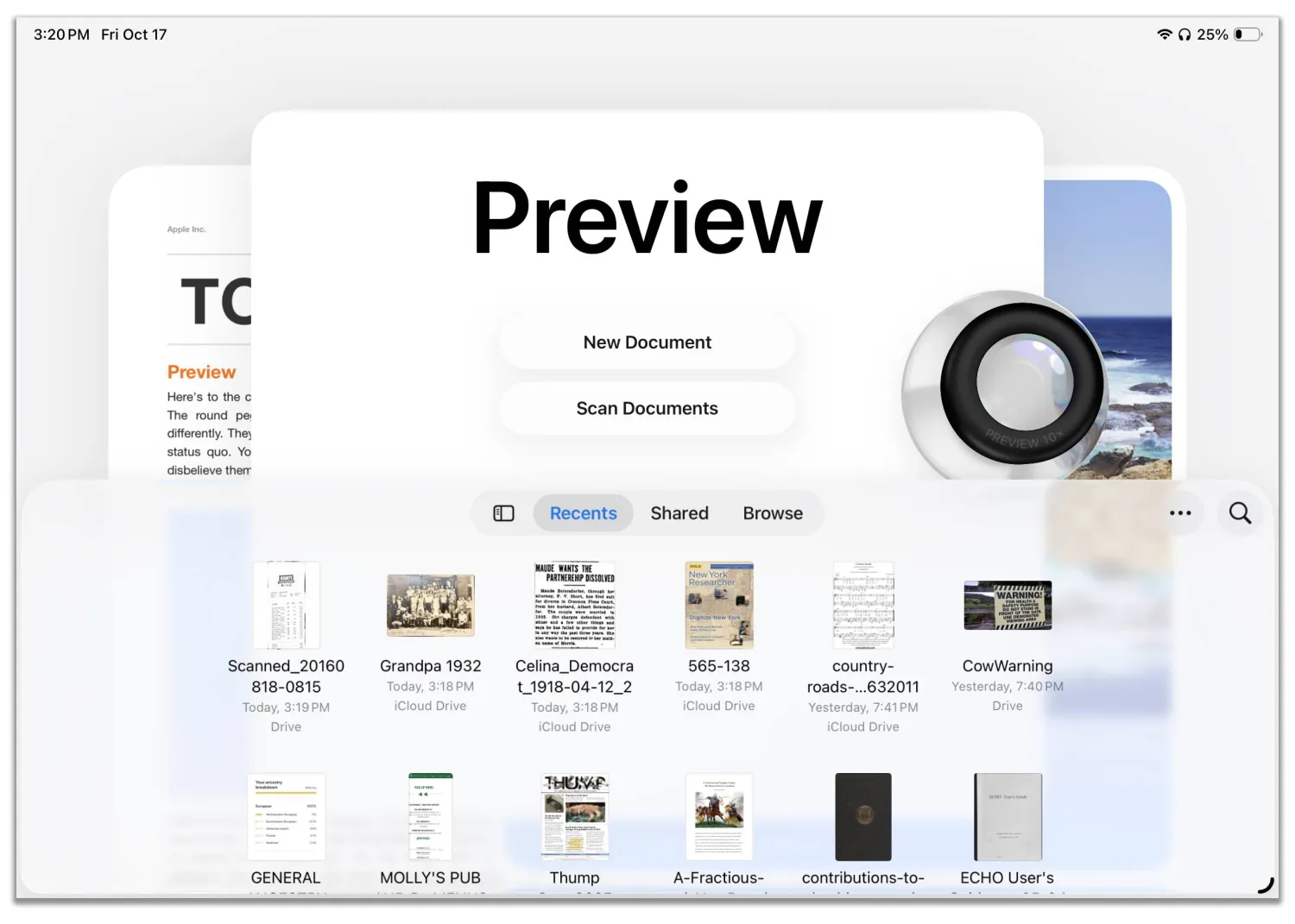 تطبيق "بريفيو" في اجهزة "ابل"