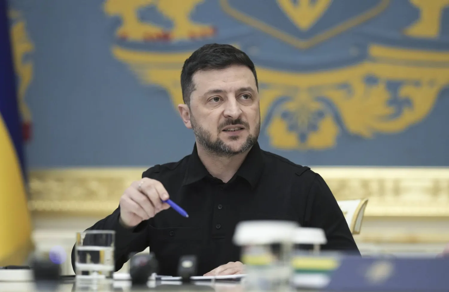 Ukrainian President Volodymyr Zelensky and members of the High Command General Headquarters attend a briefing for journalists in Kyiv, Ukraine, 07 November 2025. EPA/STRINGER