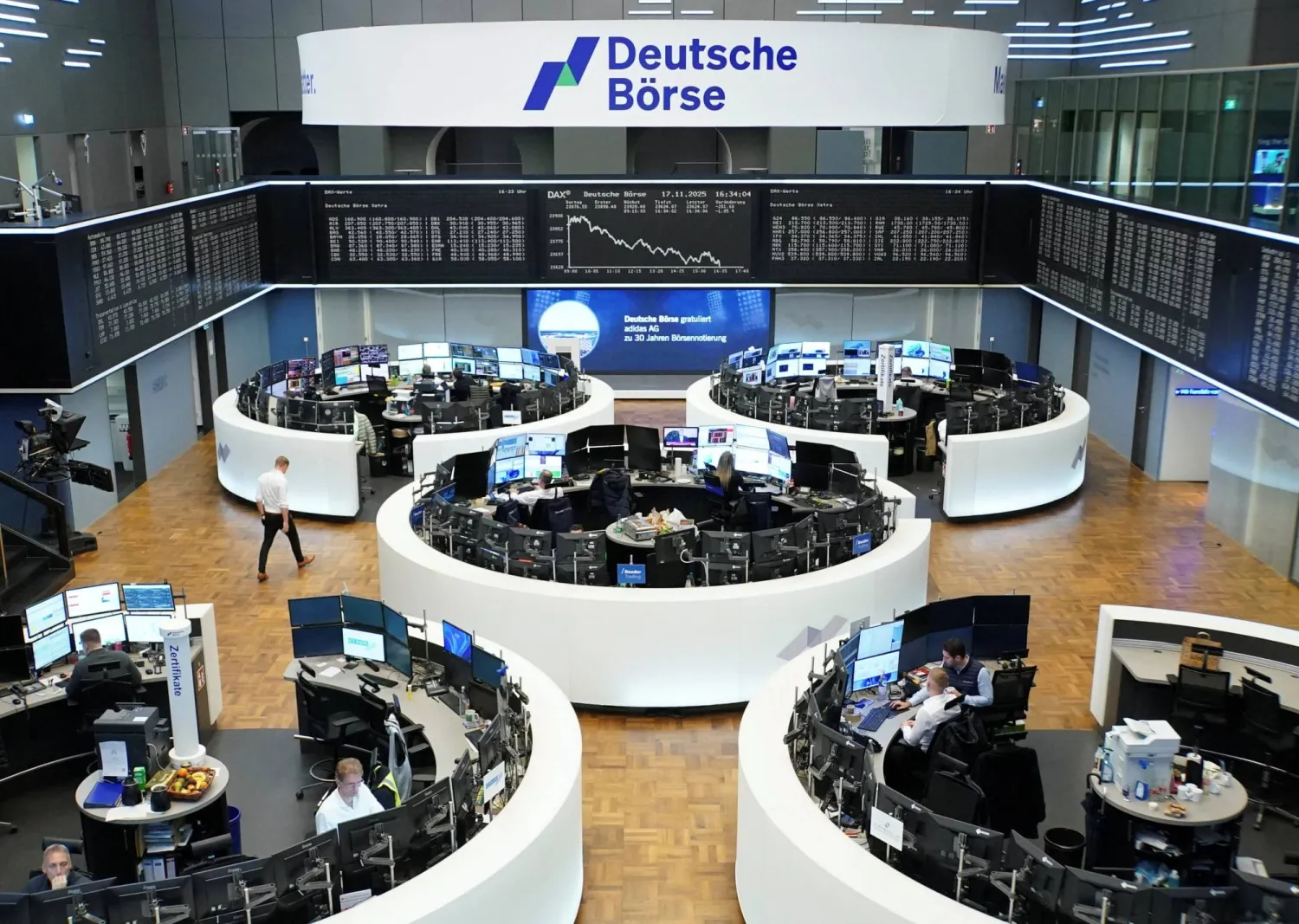 مخطط مؤشر الأسهم الألماني «داكس» في بورصة فرانكفورت (رويترز)