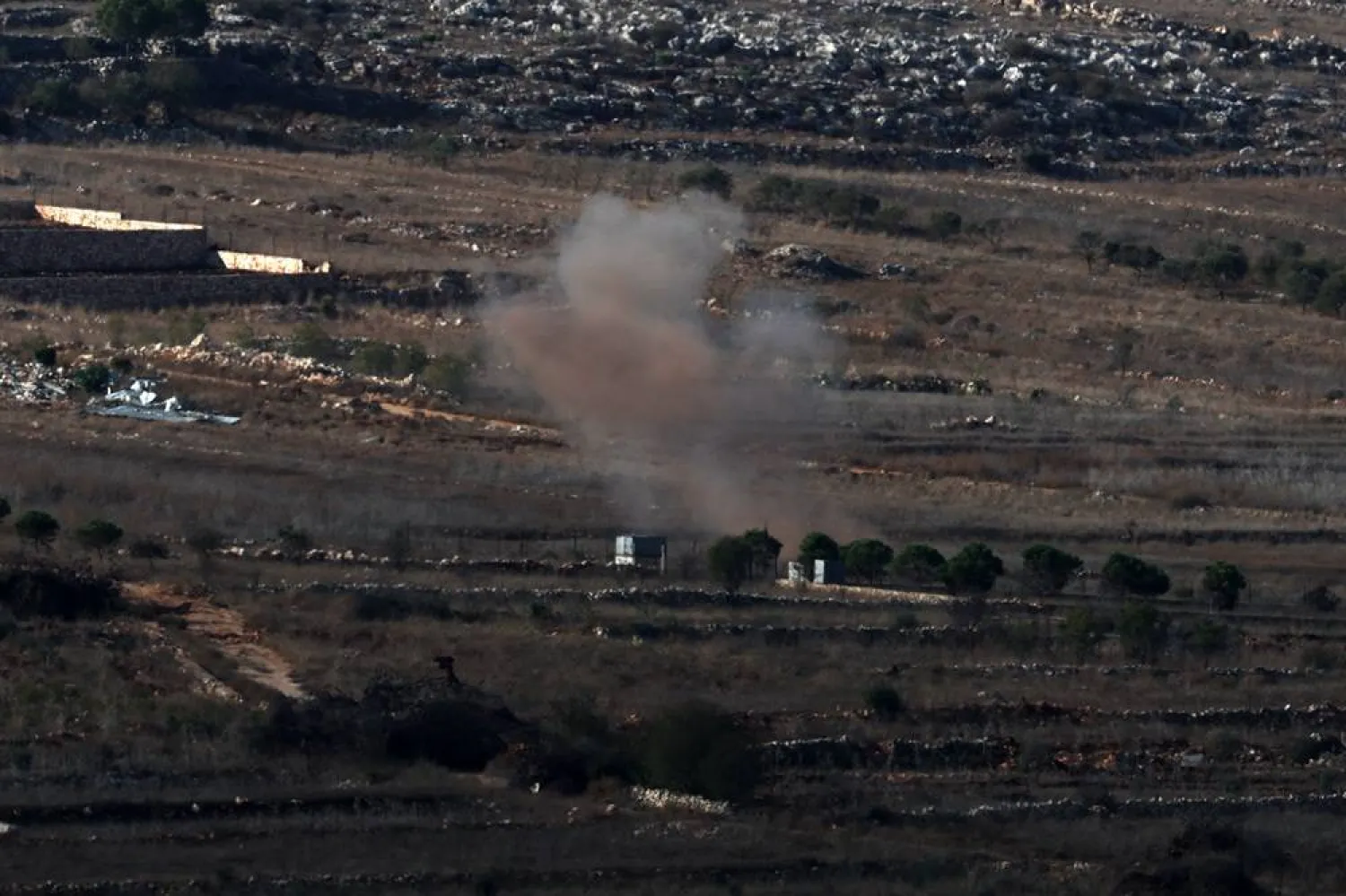 Smoke rises as a result of Israeli army shelling near the village of Aitaron in south Lebanon, as seen for the Israeli side of the the Israeli-Lebanon border near the Malkia settlement, northern Israel, 17 November 2025. (EPA)