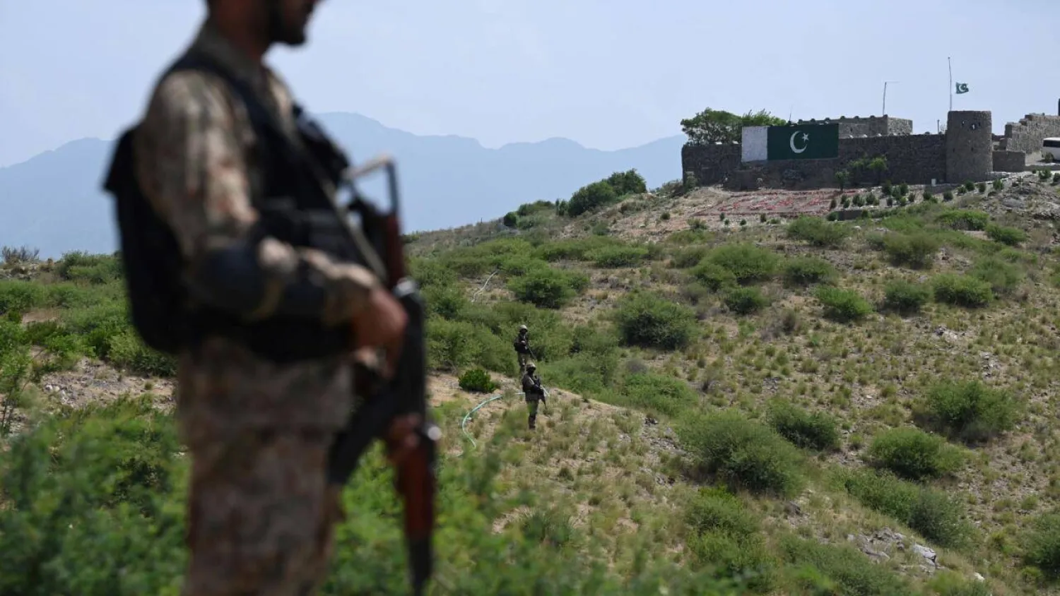 Pakistani troops patrol along the border. Militancy has surged in the border province of Khyber Pakhtunkhwa, with most attacks directed at security forces. Aamir QURESHI / AFP/File
