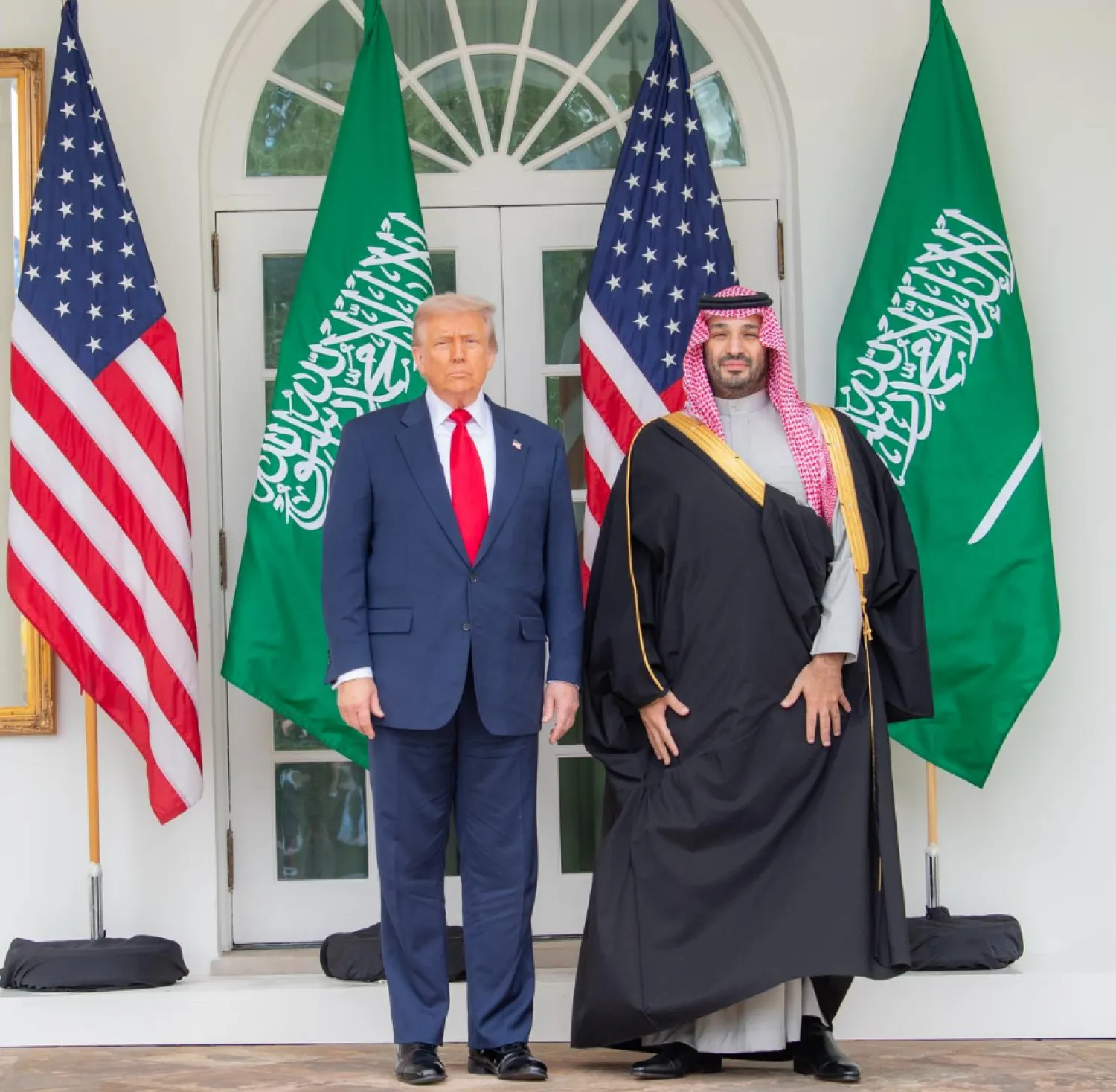 ولیعهد سعودی، شاهزاده محمد بن سلمان، و رئیس‌جمهوری آمریکا، دونالد ترامپ، در کاخ سفید (واس)