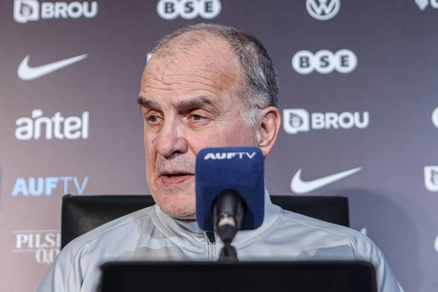 Uruguay's national team coach, Marcelo Bielsa, speaks at a press conference in Montevideo, Uruguay, 20 November 2025.  EPA/Gaston Britos