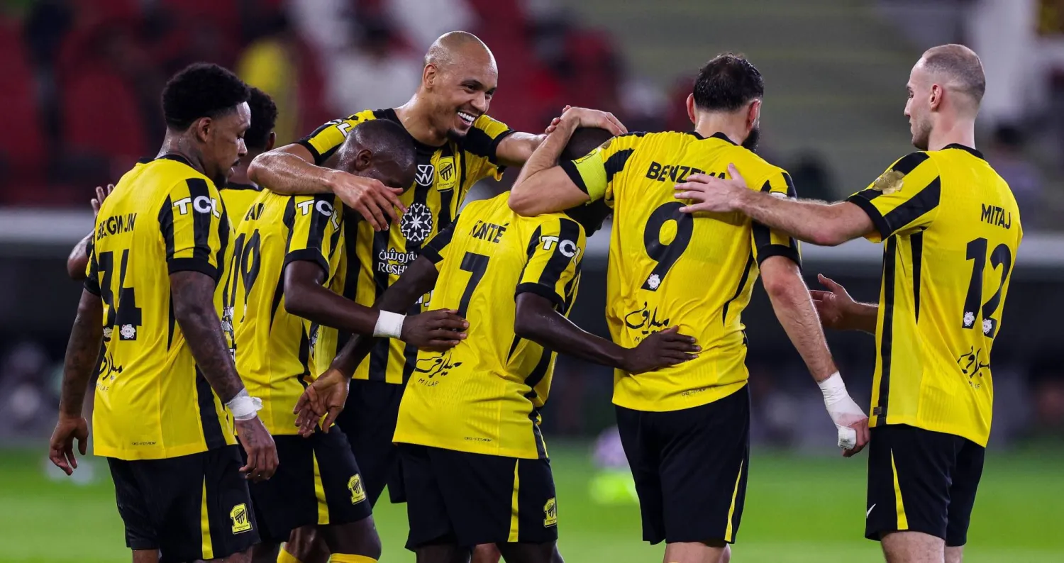 فرحة اتحادية بعد هدف بنزيمة (موقع النادي)