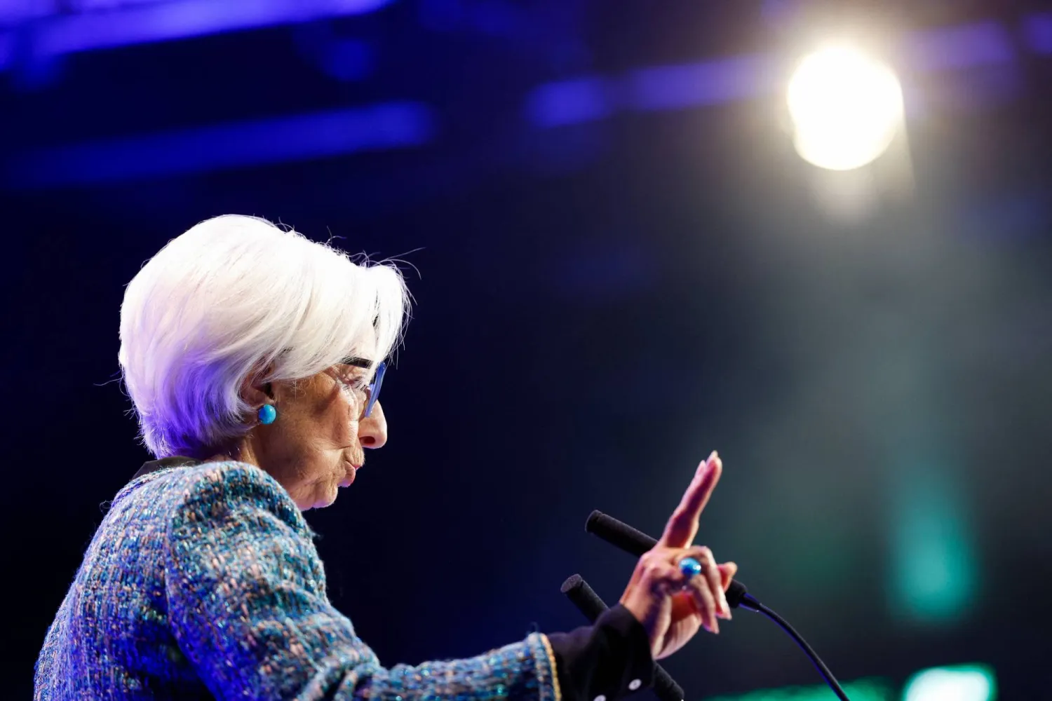 European Central Bank President Christine Lagarde delivers her keynote speech at Euro Finance Week, a weeklong annual financial conference in Frankfurt, Germany, November 21, 2025. REUTERS/Heiko Becker